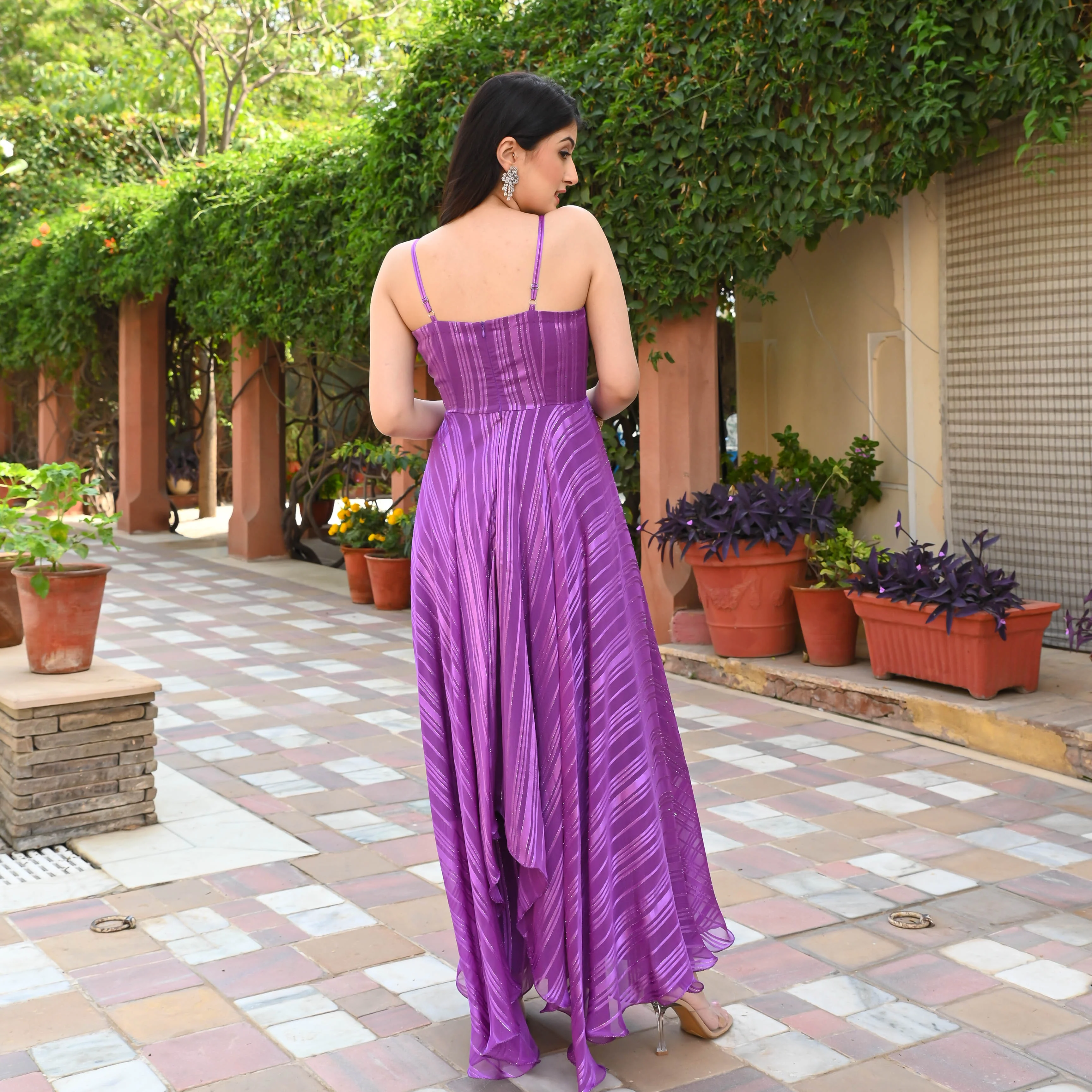 Mirage Purple Lurex Kurta Pants - Woolfily