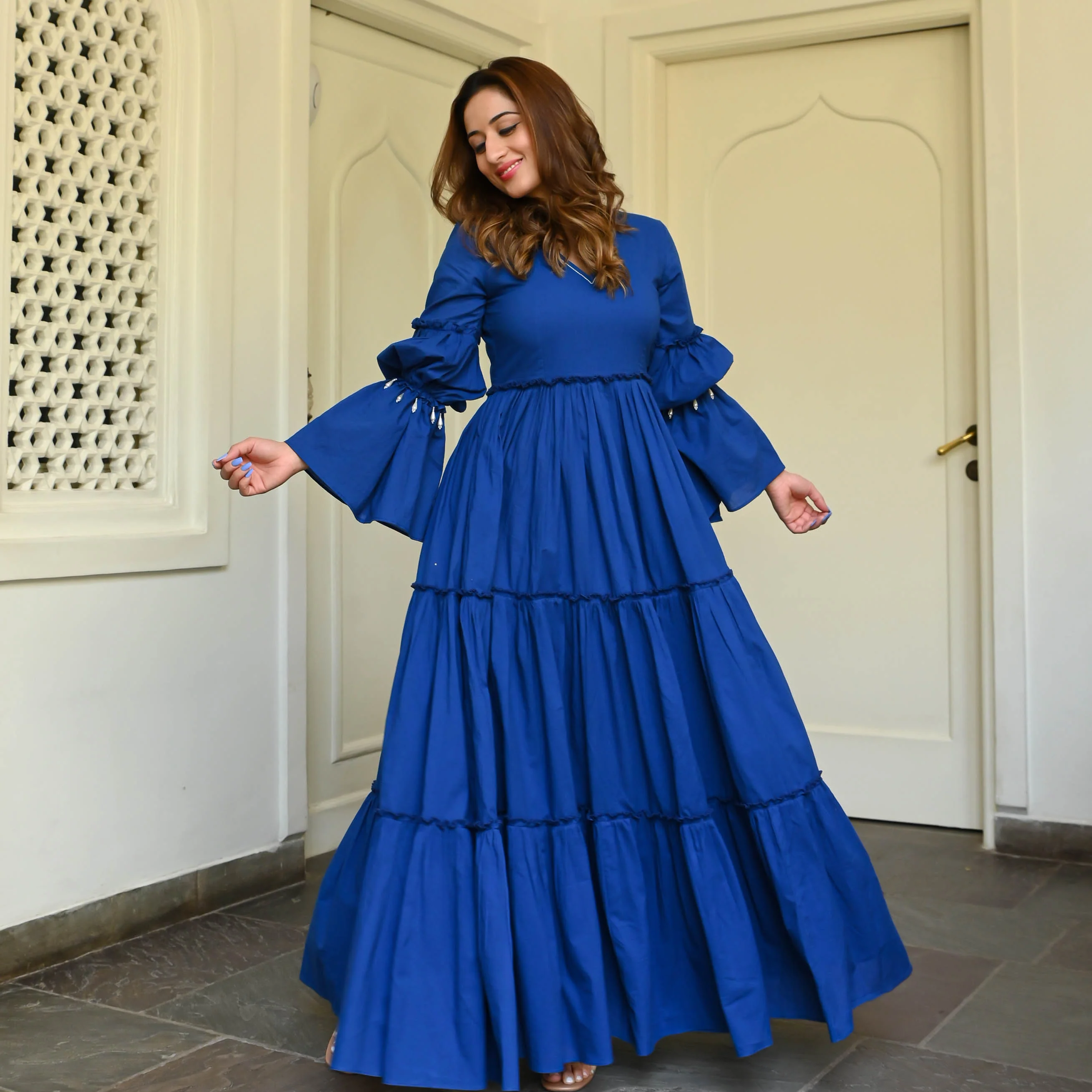 Bunaai Lapis Blue Cotton Dress - Woolfily