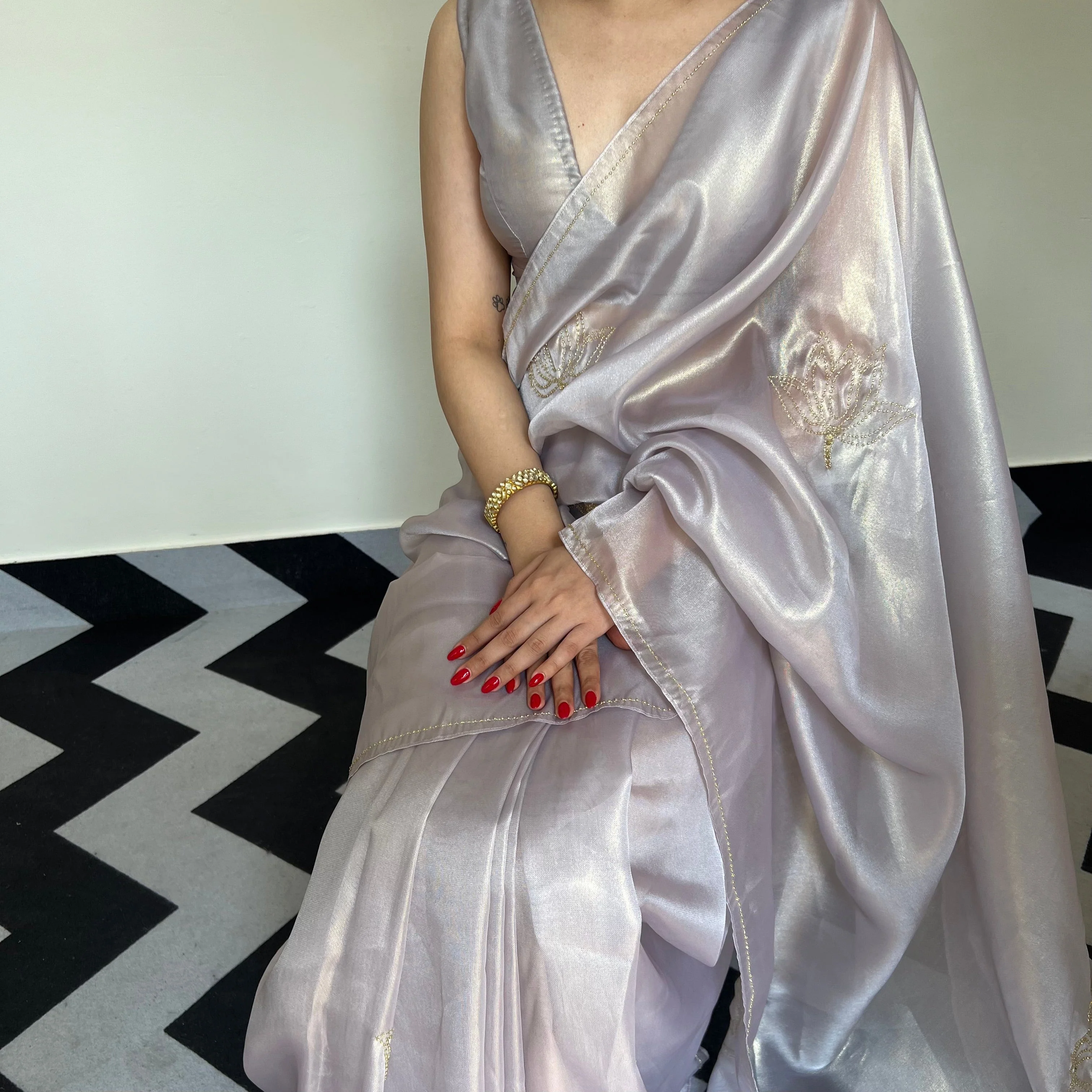 Lilac Grace Saree - Woolfily