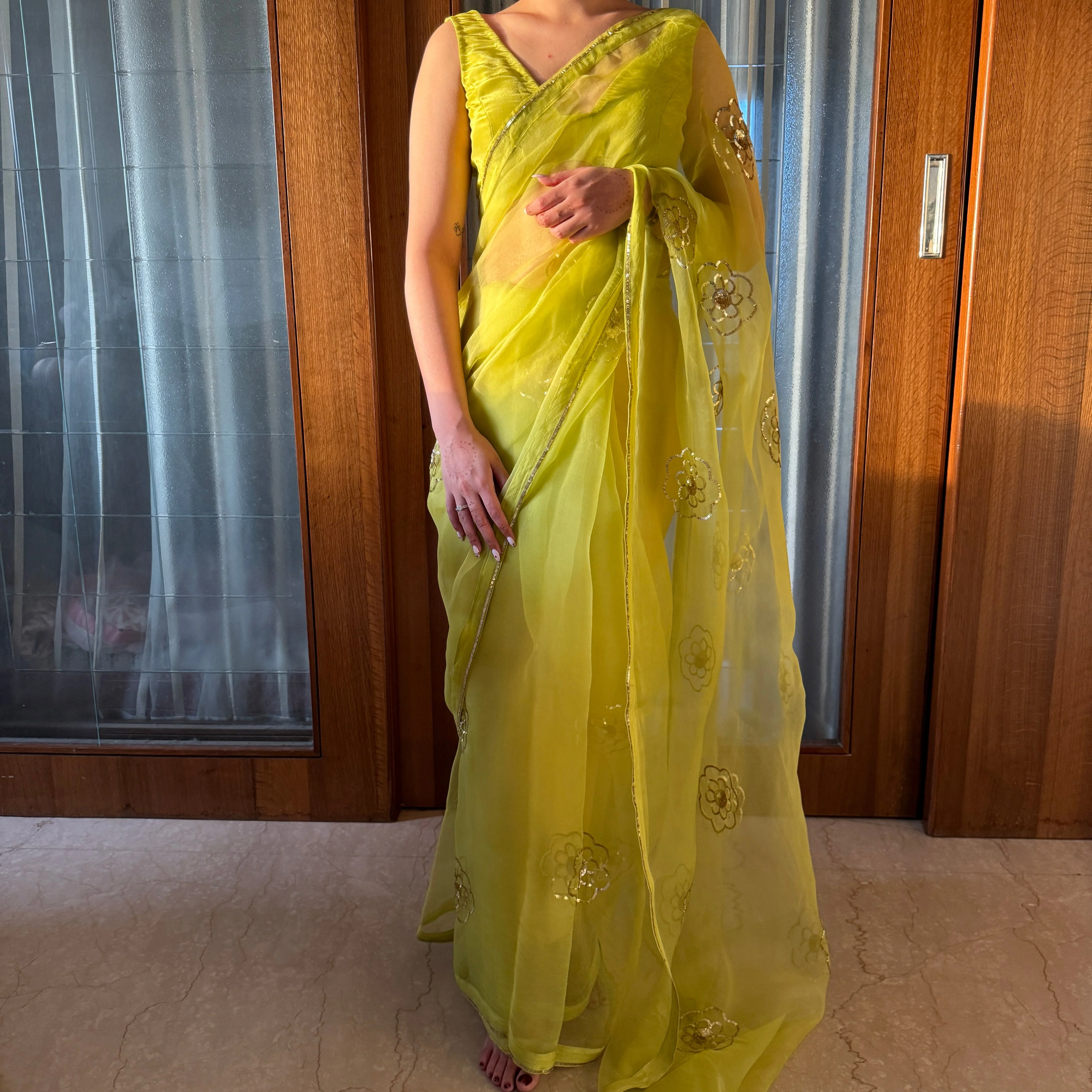 Sunny Lime Silk Organza - Woolfily