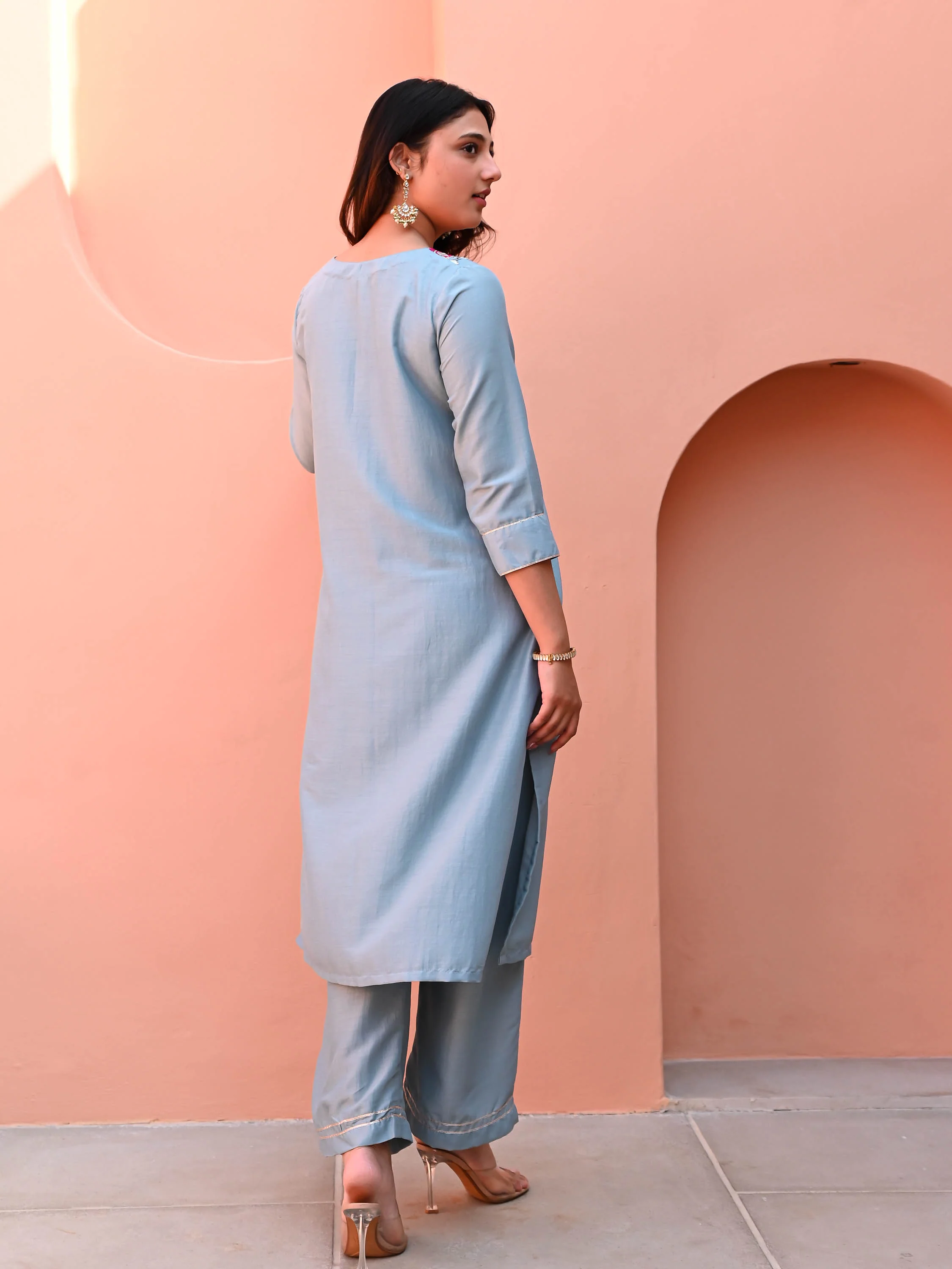 Galaxy Blue Silk Kurta Set - Woolfily