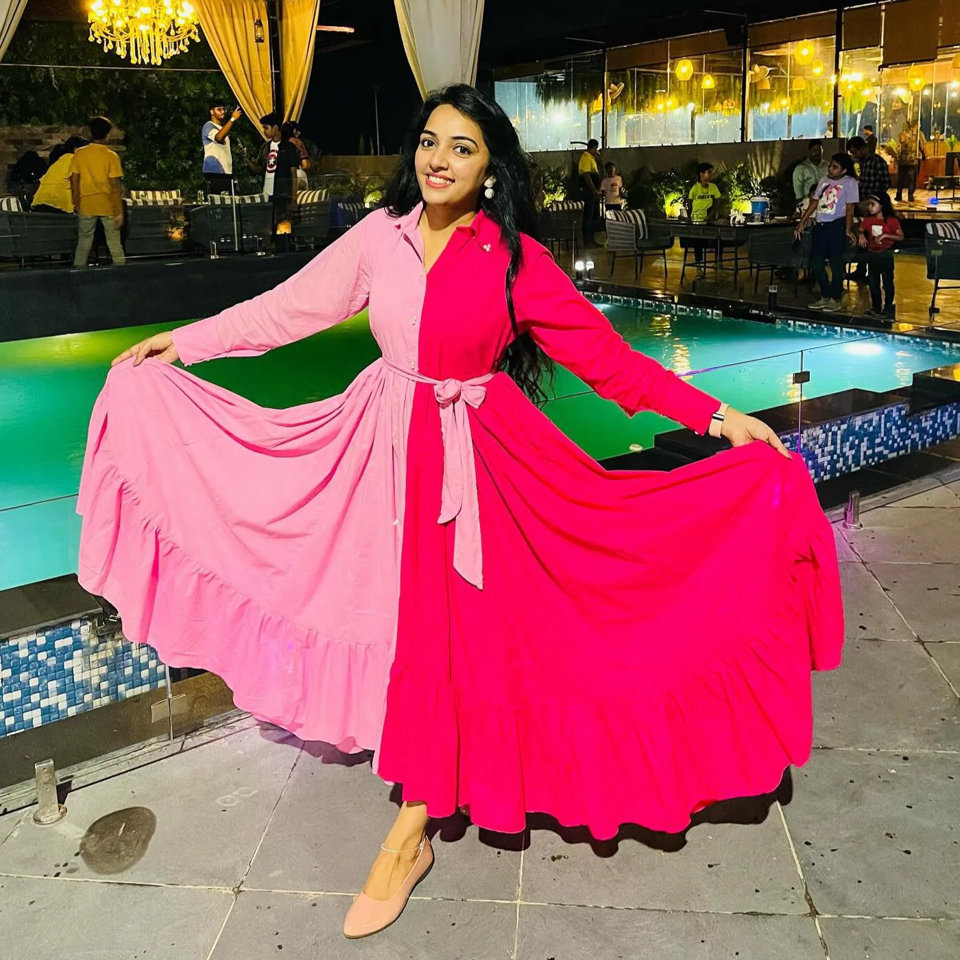 Bunaai Two-Tone Pink Cotton Dress - Woolfily