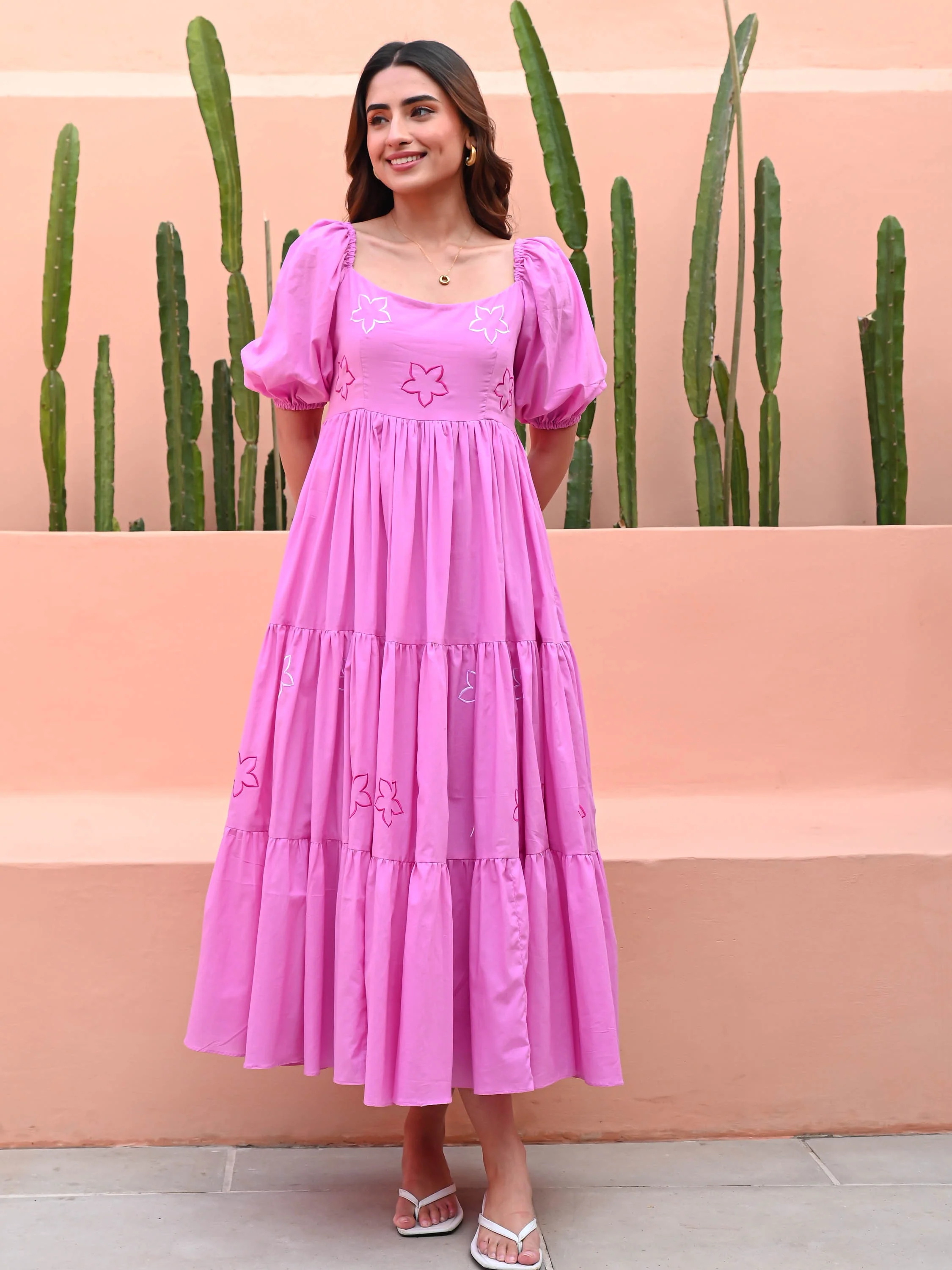 Bloom Pink Cotton Dress - Woolfily