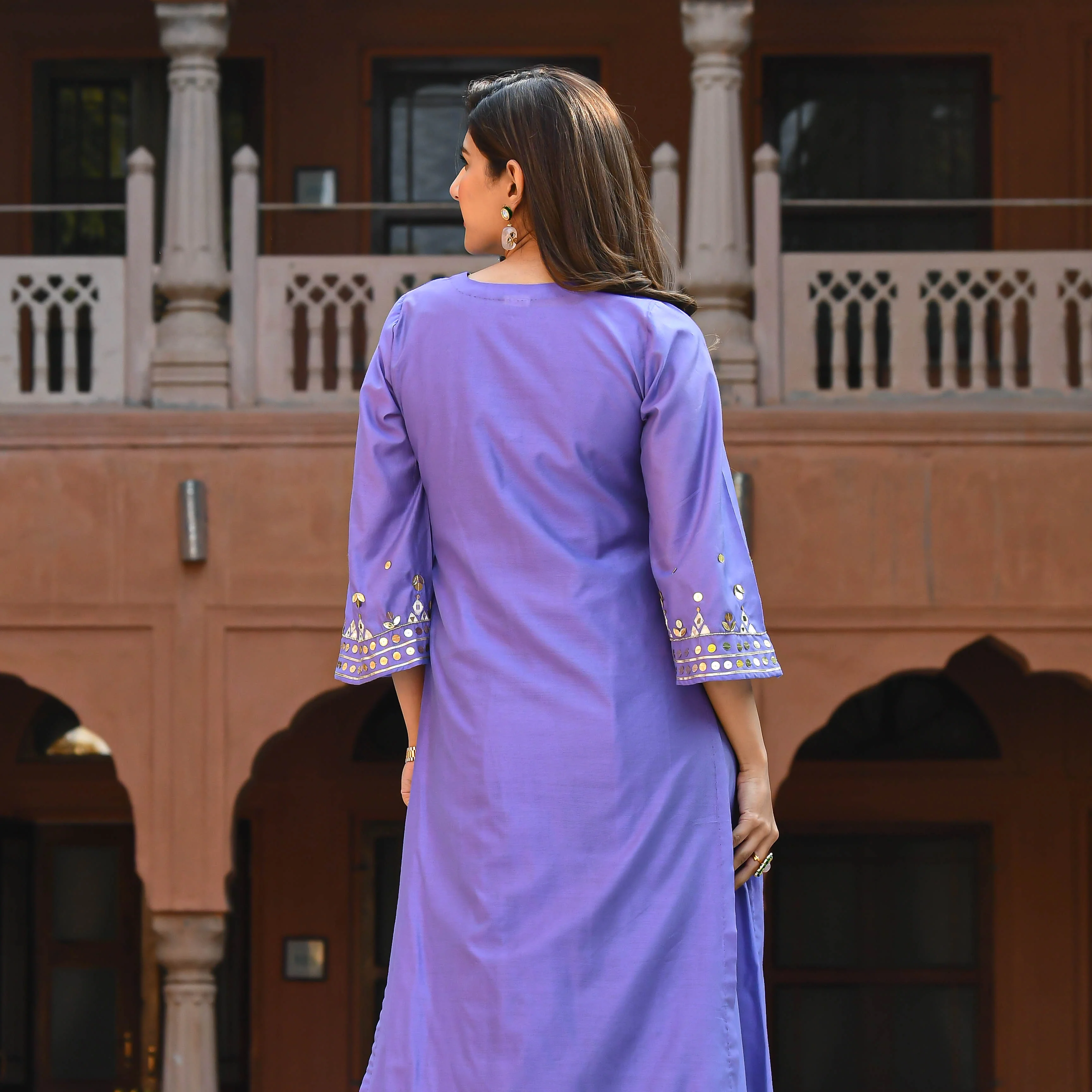 Bunaai Purple Embroidered Kurta & Pants - Woolfily