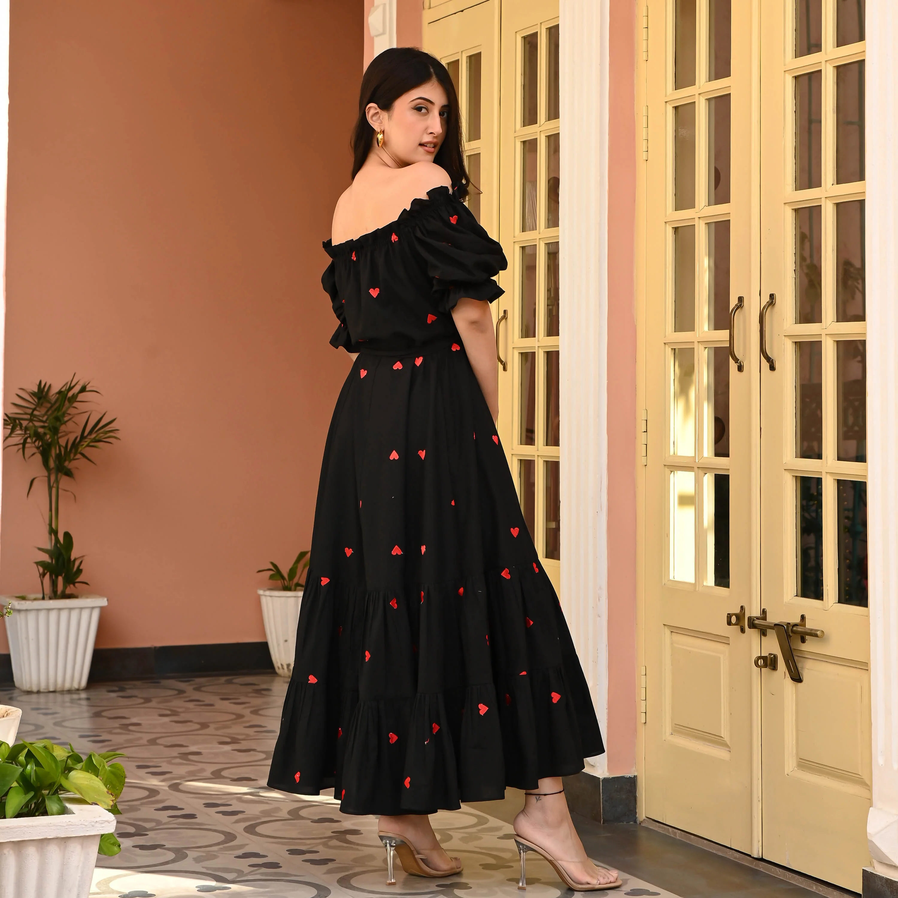 Bunaai Celestial Black Embroidered Cotton Dress - Woolfily