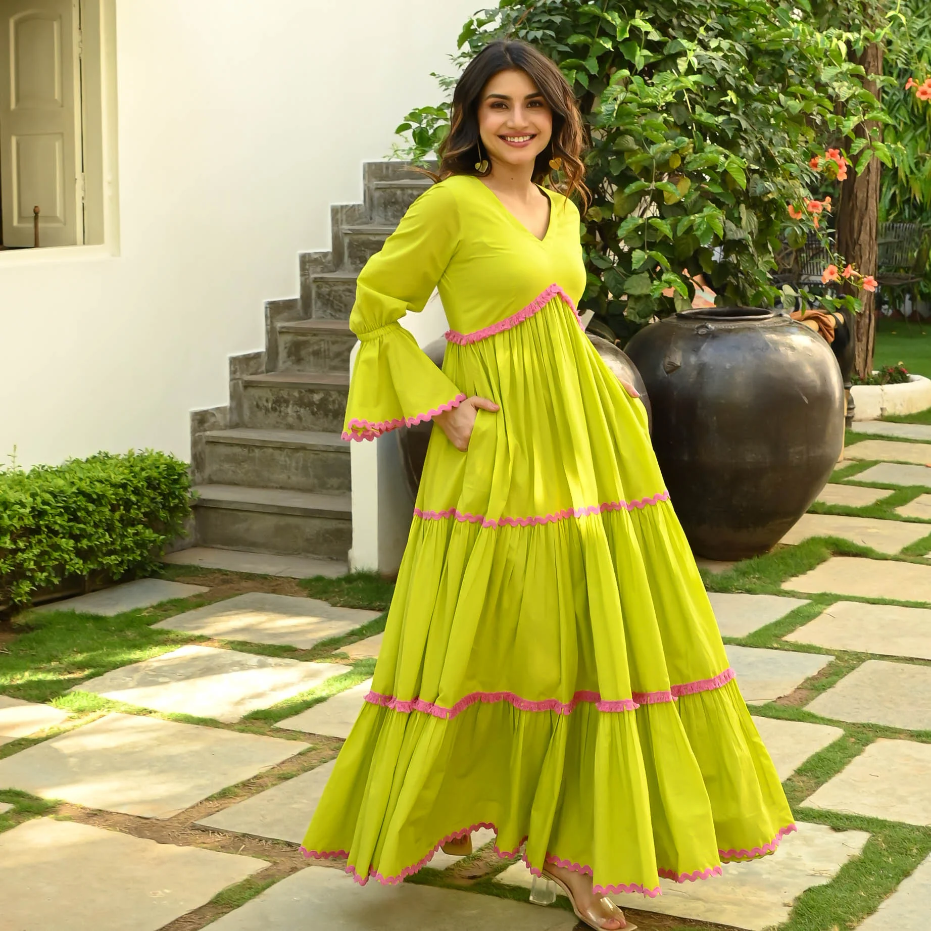 Bunaai TENDER GREEN COTTON DRESS - Woolfily