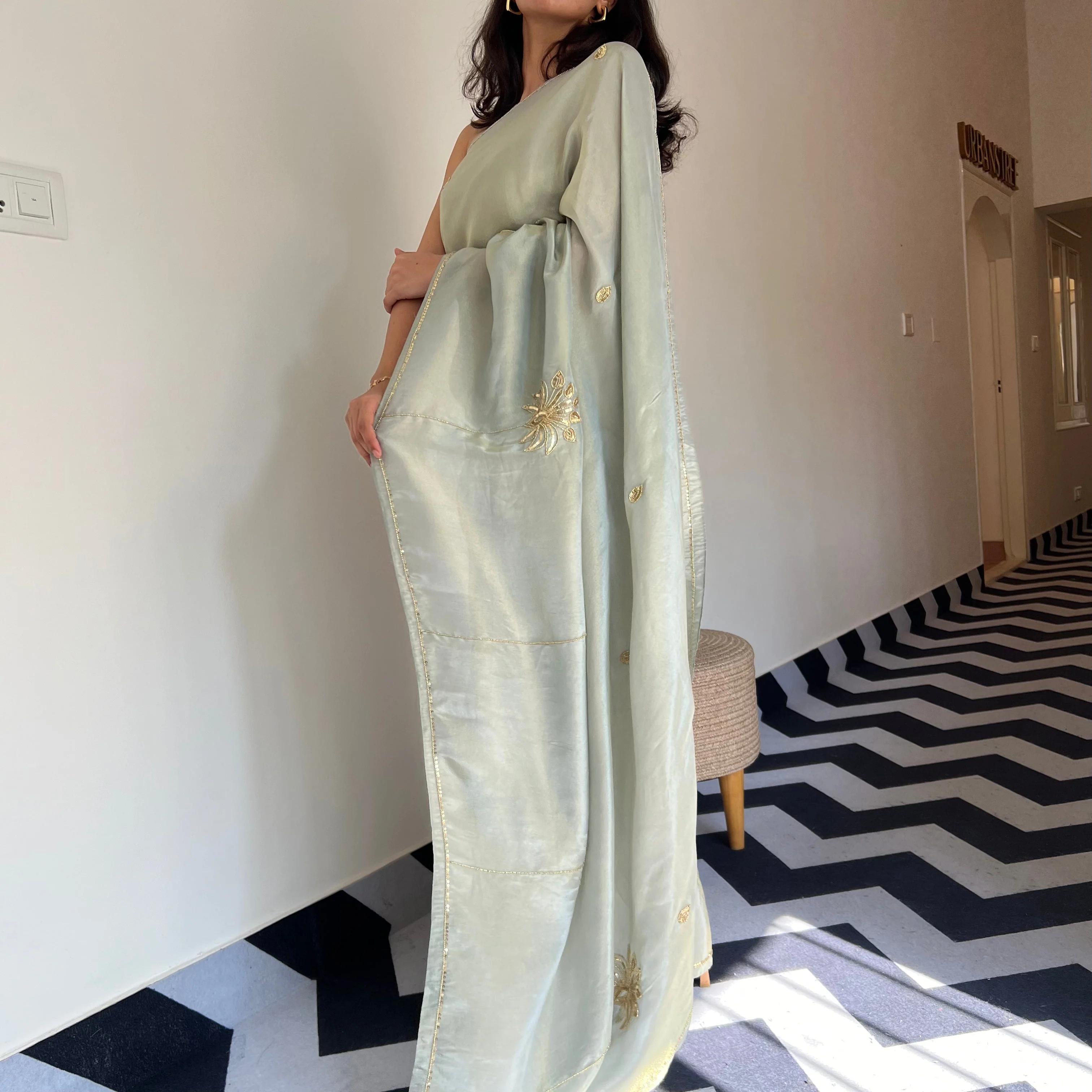 Silver Mist Tissue Saree - Woolfily