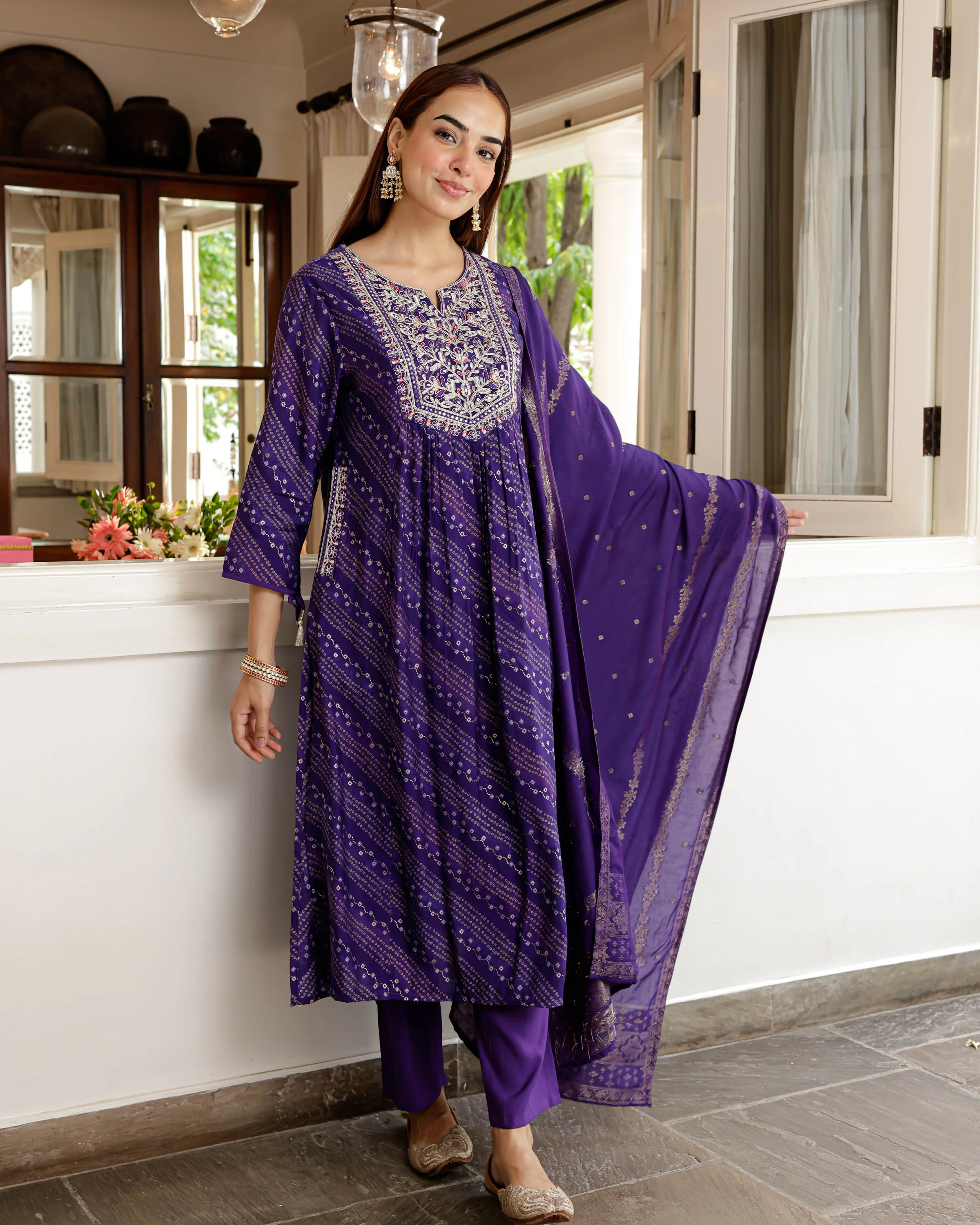 Deep Purple Embroidered Suit - Woolfily