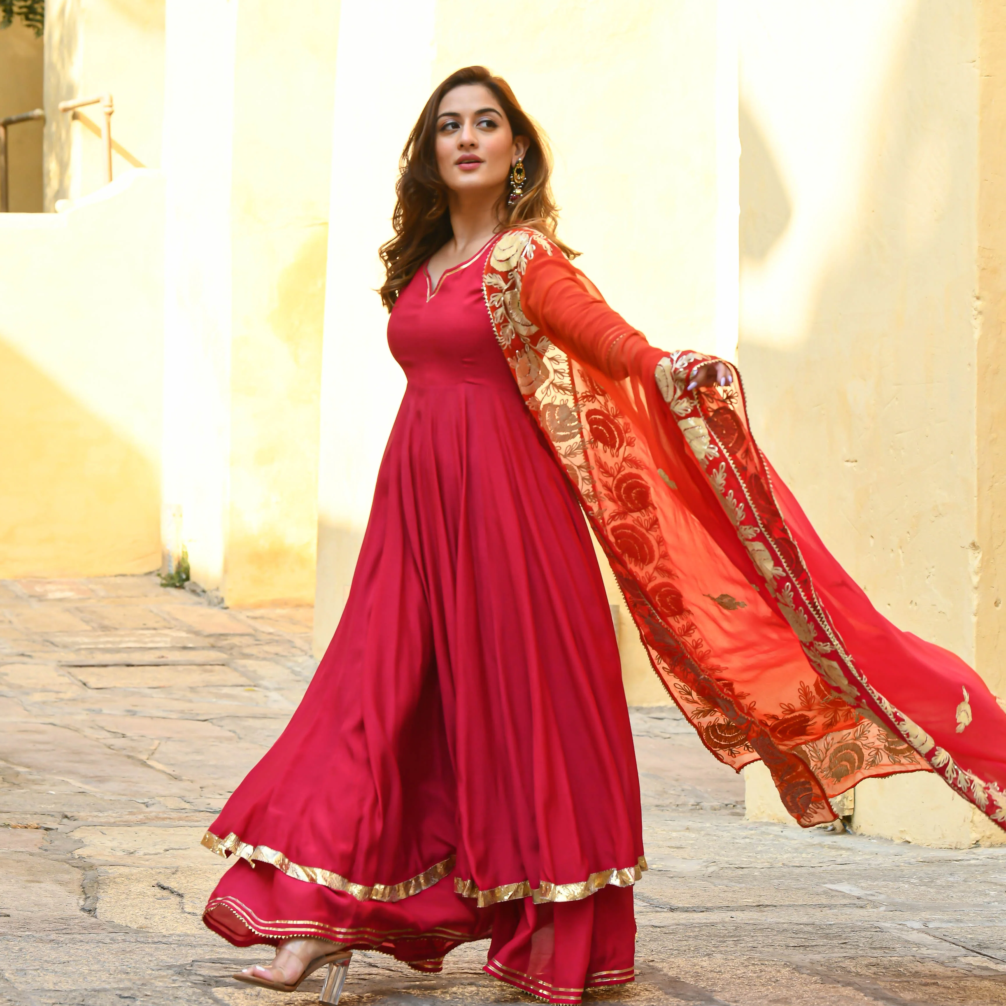 Pink Orange Shades Gotta Work Salwar Suit - Woolfily