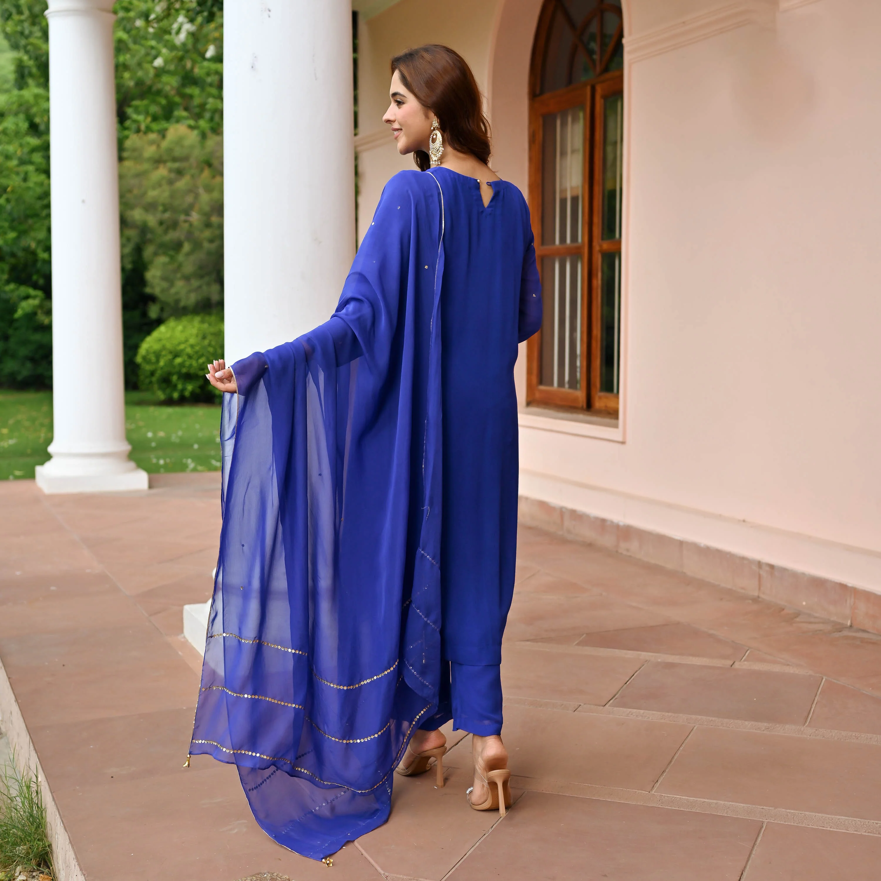 Blue Bliss Georgette Suit Set - Woolfily