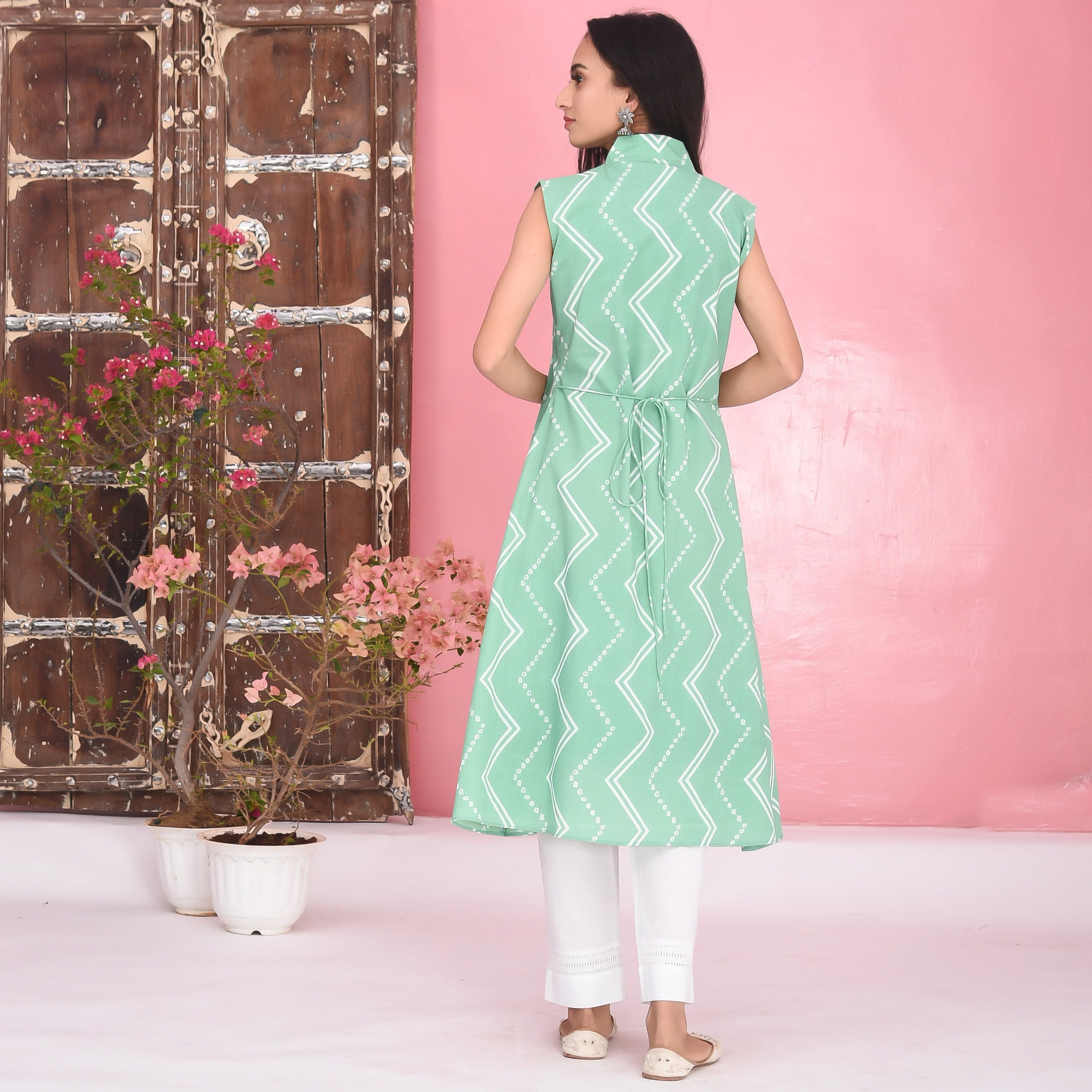 Light Green Cotton Kurta Set - Woolfily