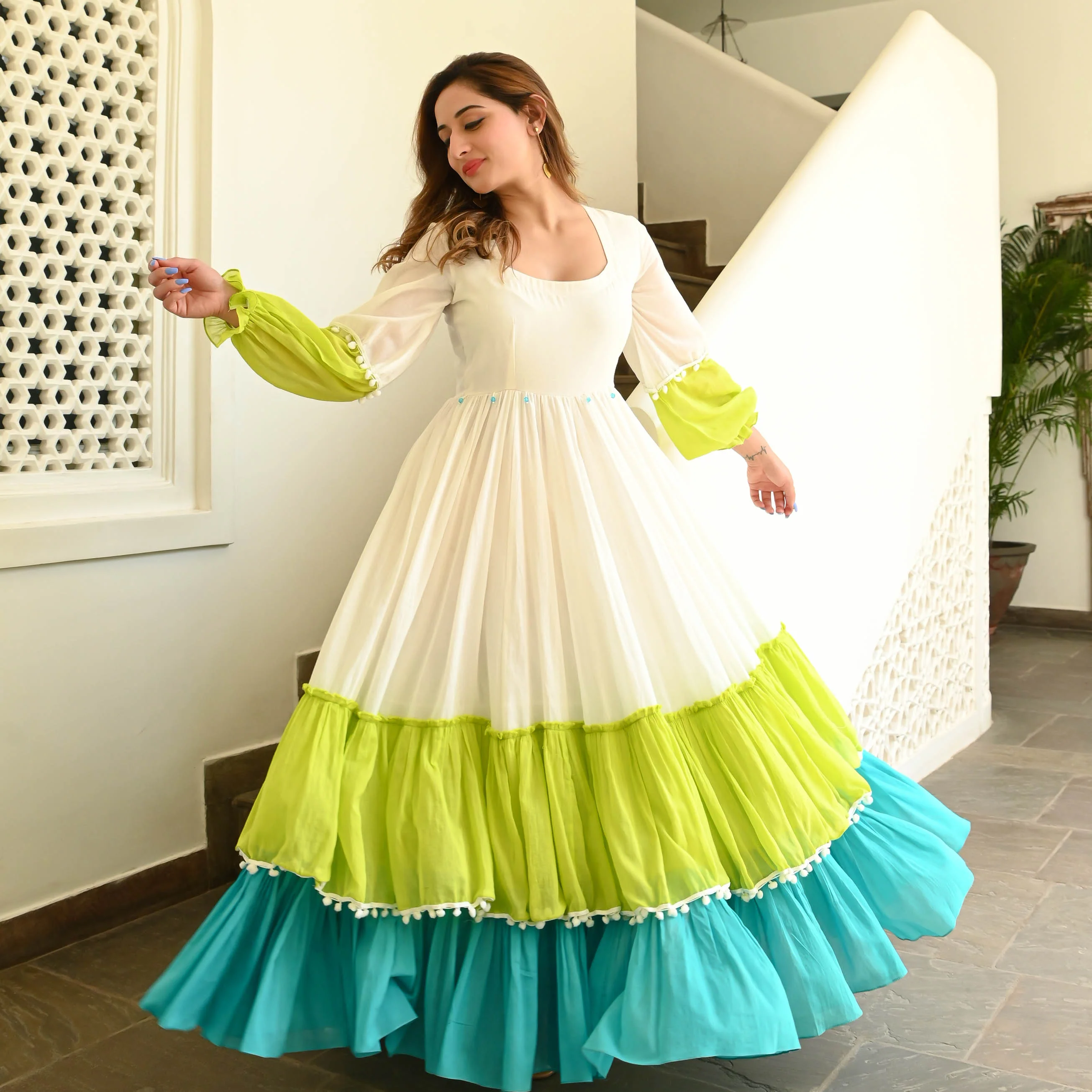 Bunaai MINT KIWI COTTON TIER DRESS - Woolfily