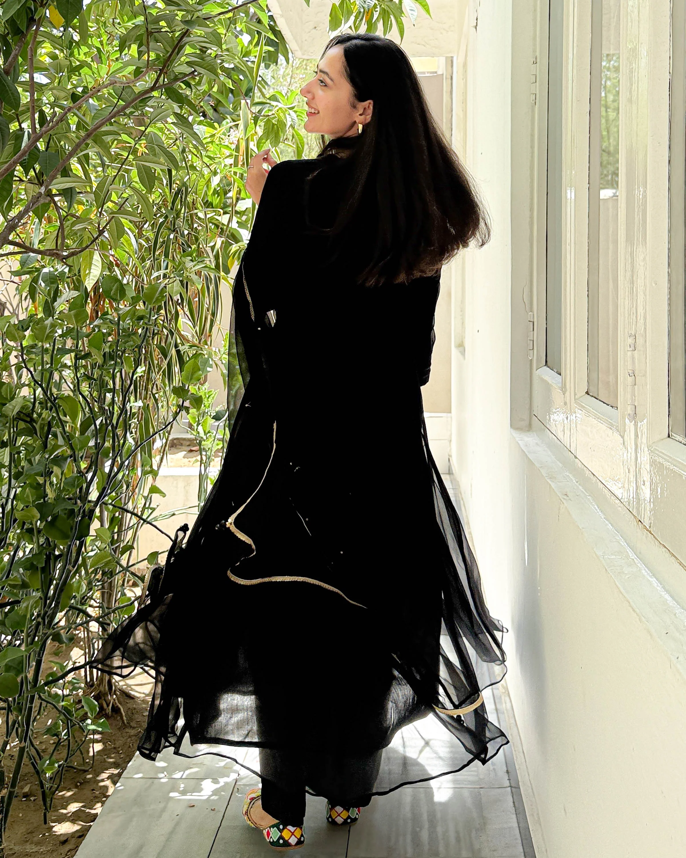 Black Chiffon Sequin Suit Set - Woolfily