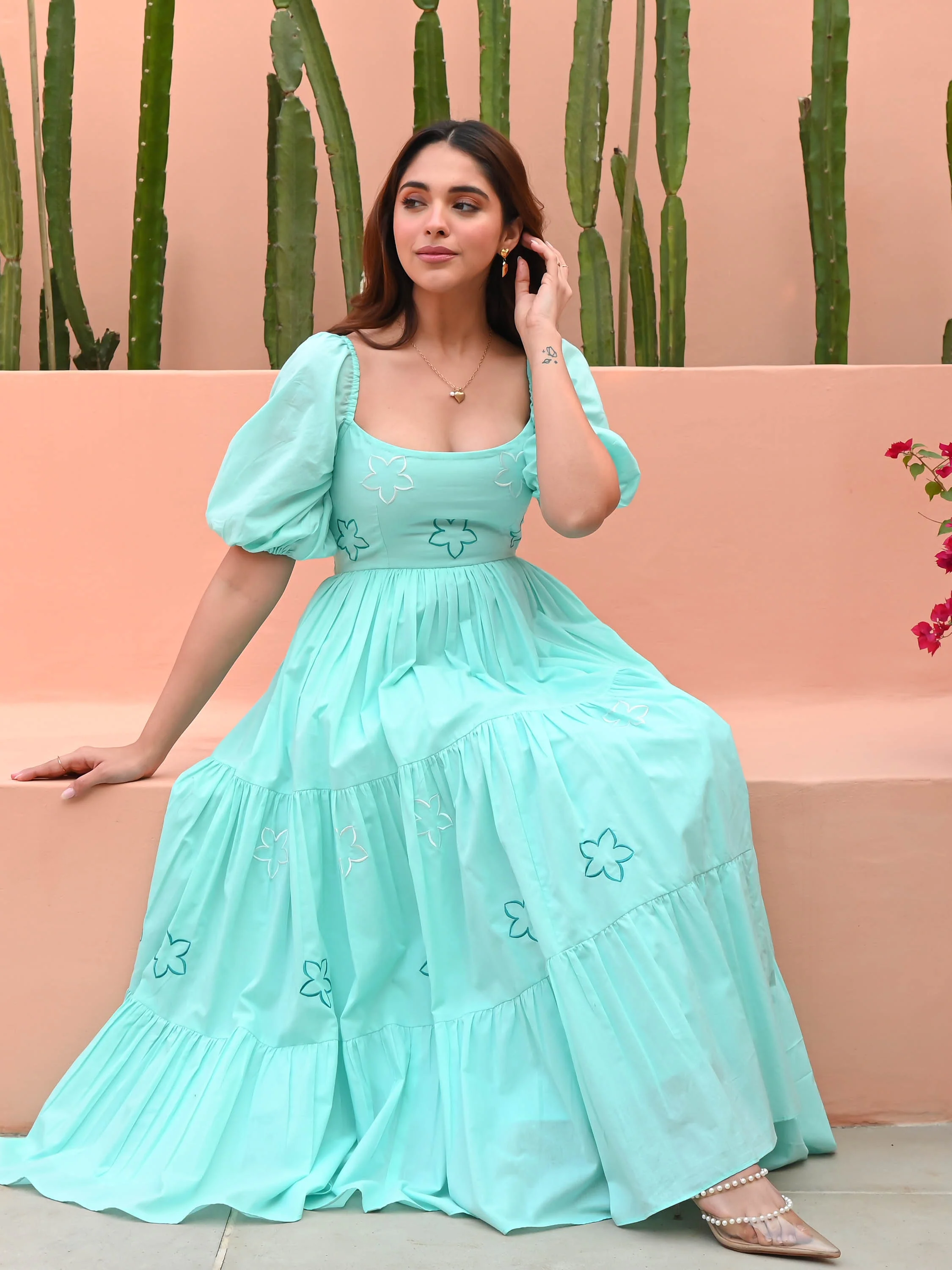 Sky Blue Cotton Dress - Woolfily