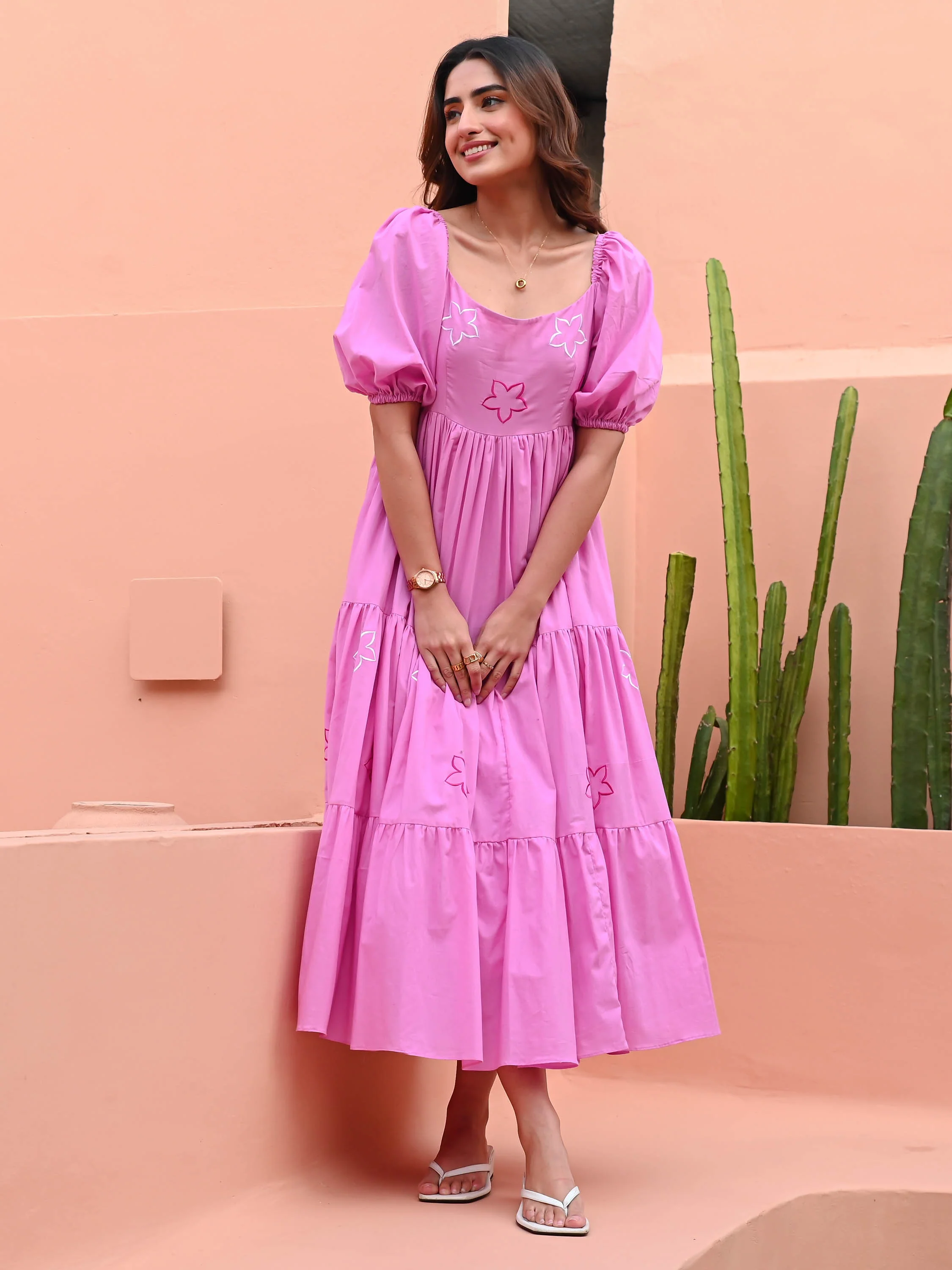 Bloom Pink Cotton Dress - Woolfily