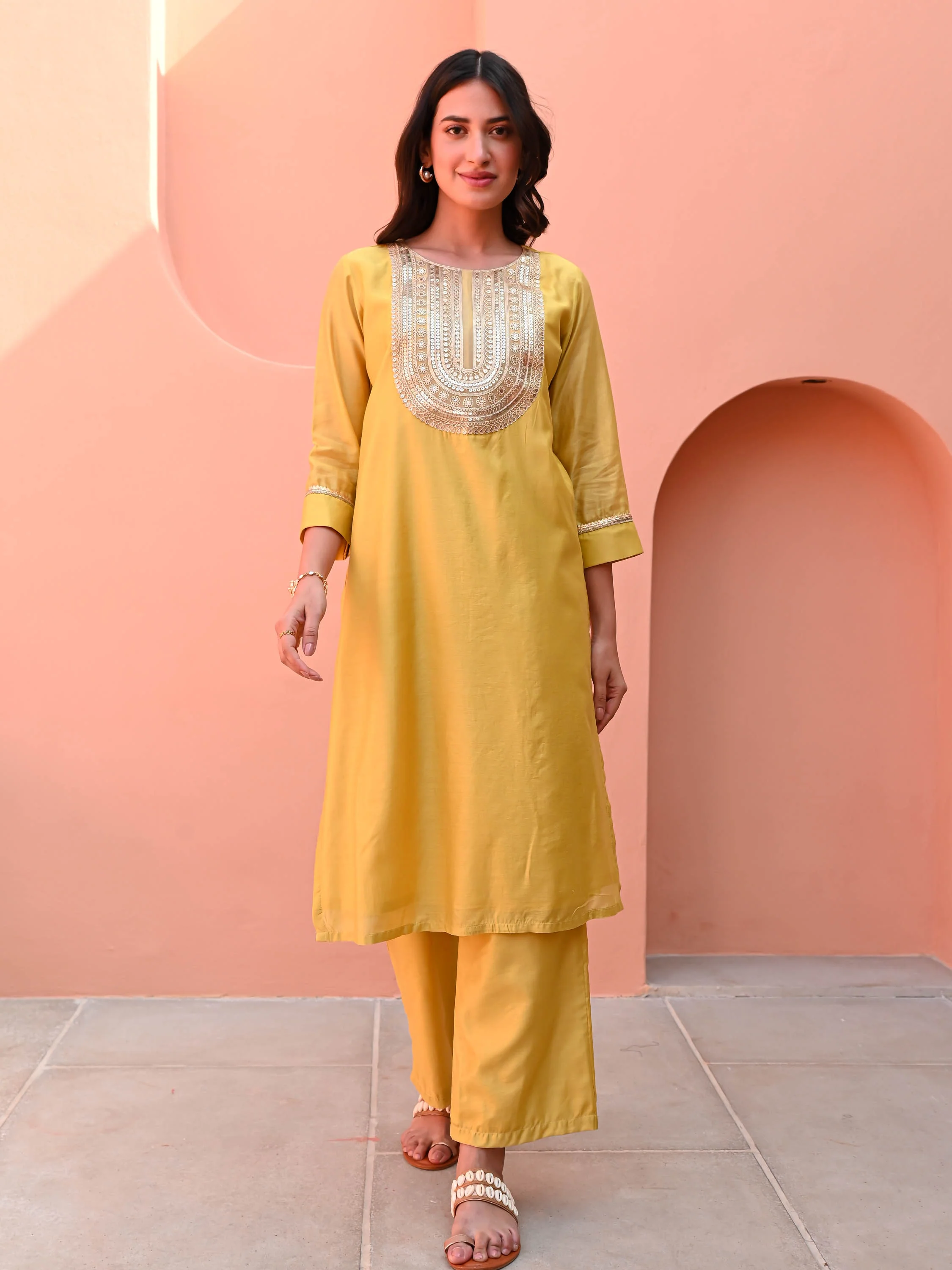 Golden Haze Kurta Set - Woolfily
