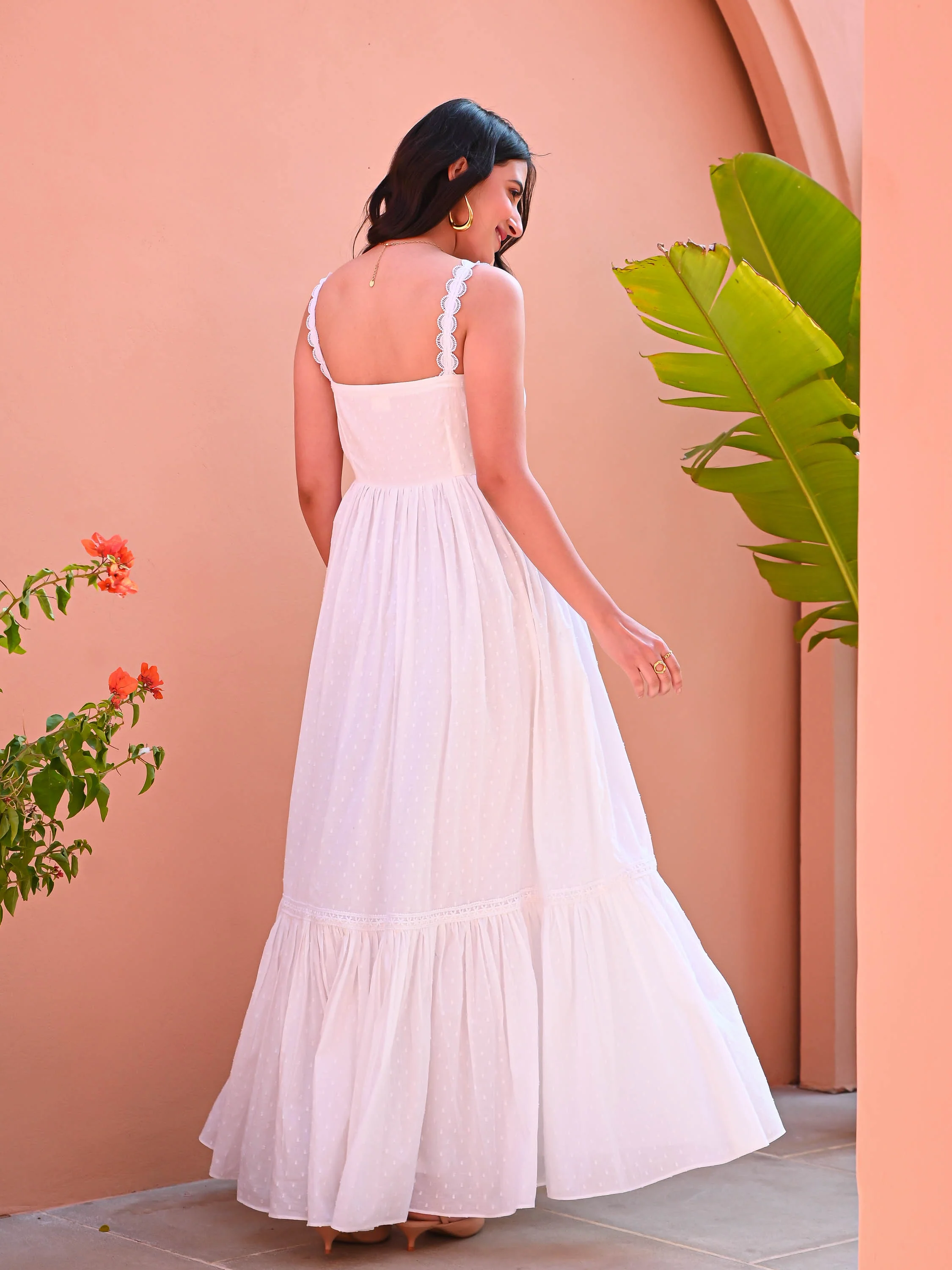 Classic White Tiered Dress - Woolfily