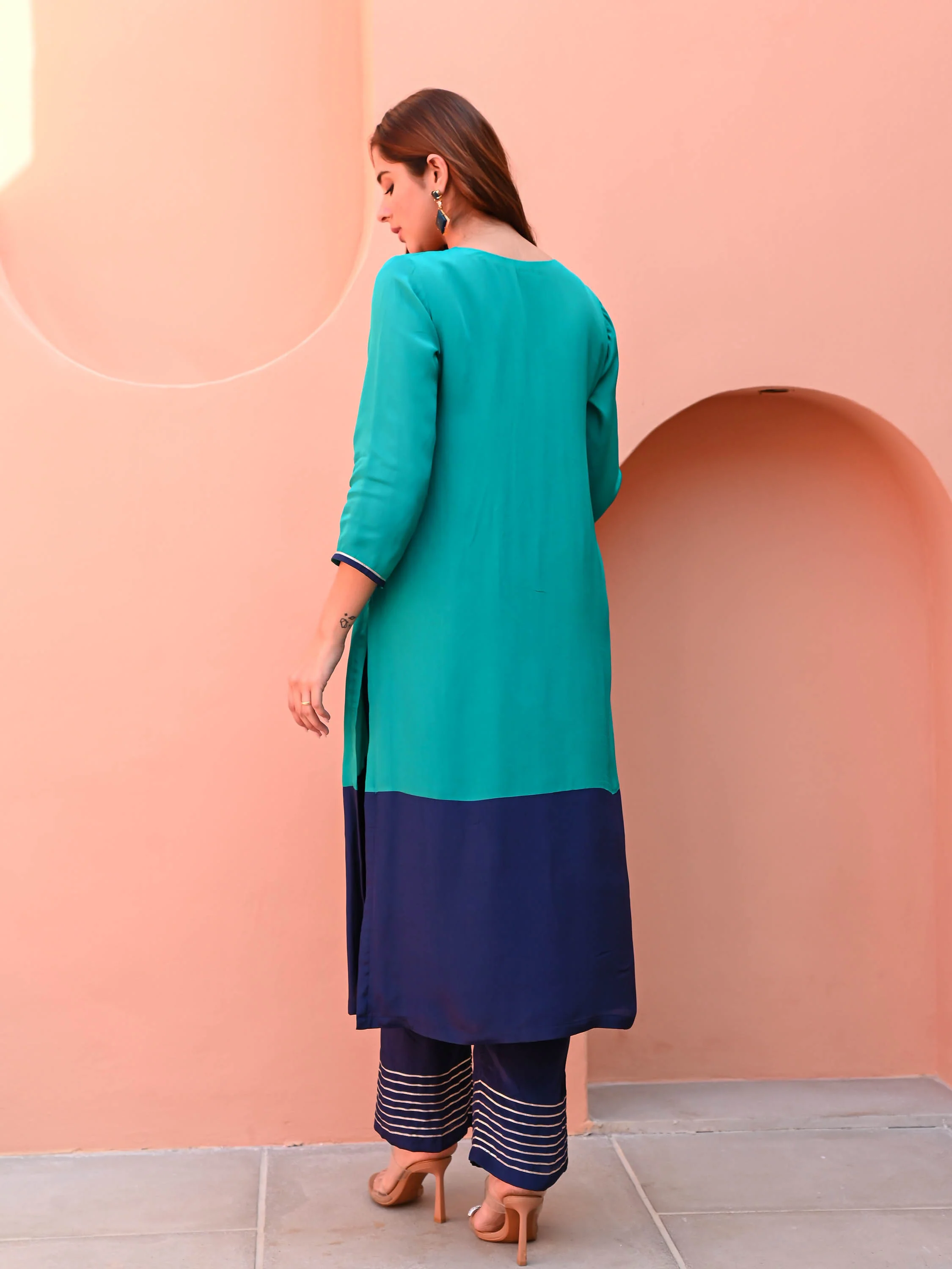 Sky Bright Silk Kurta Set - Woolfily