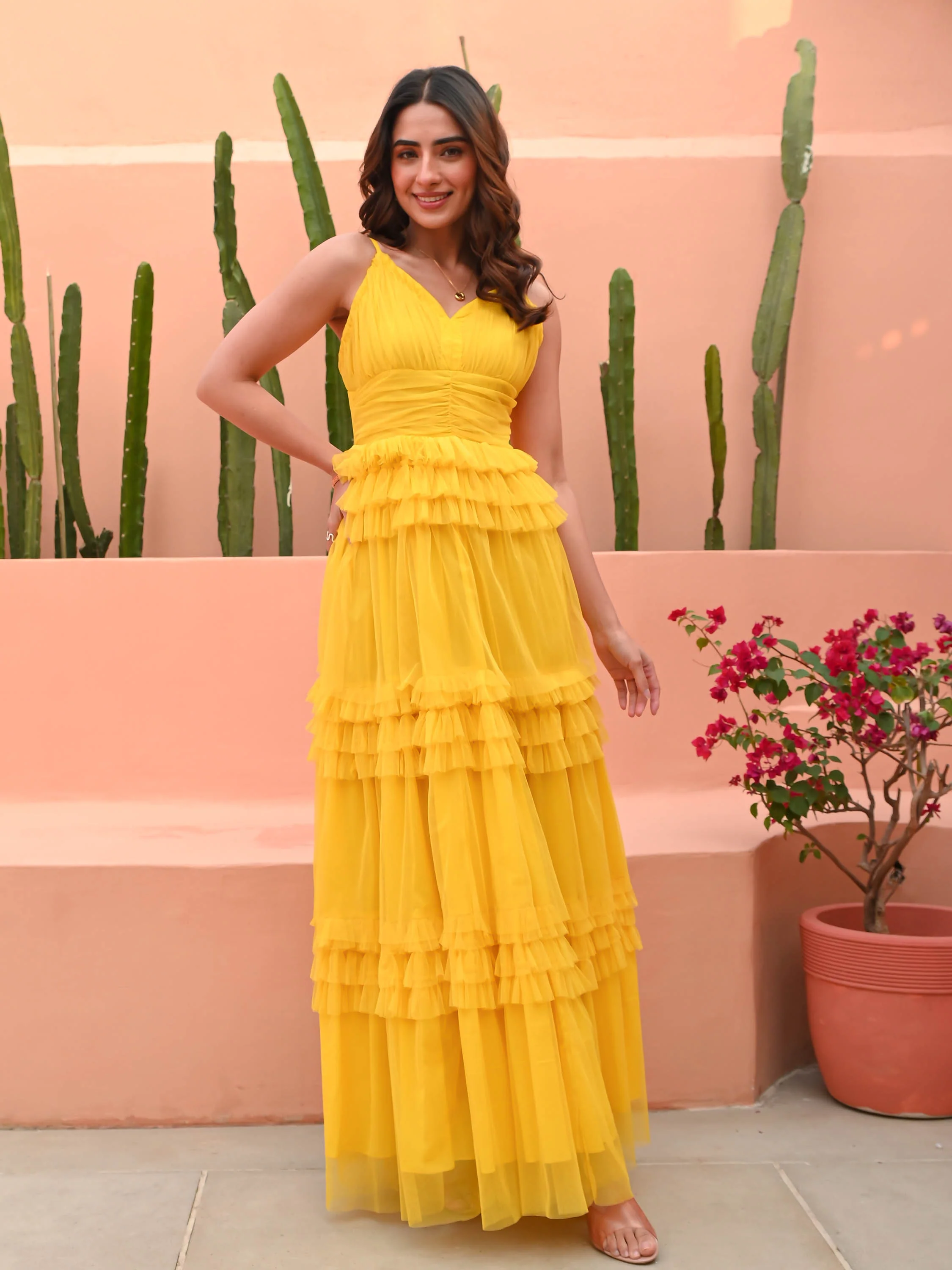 Yellow Net Dress - Woolfily