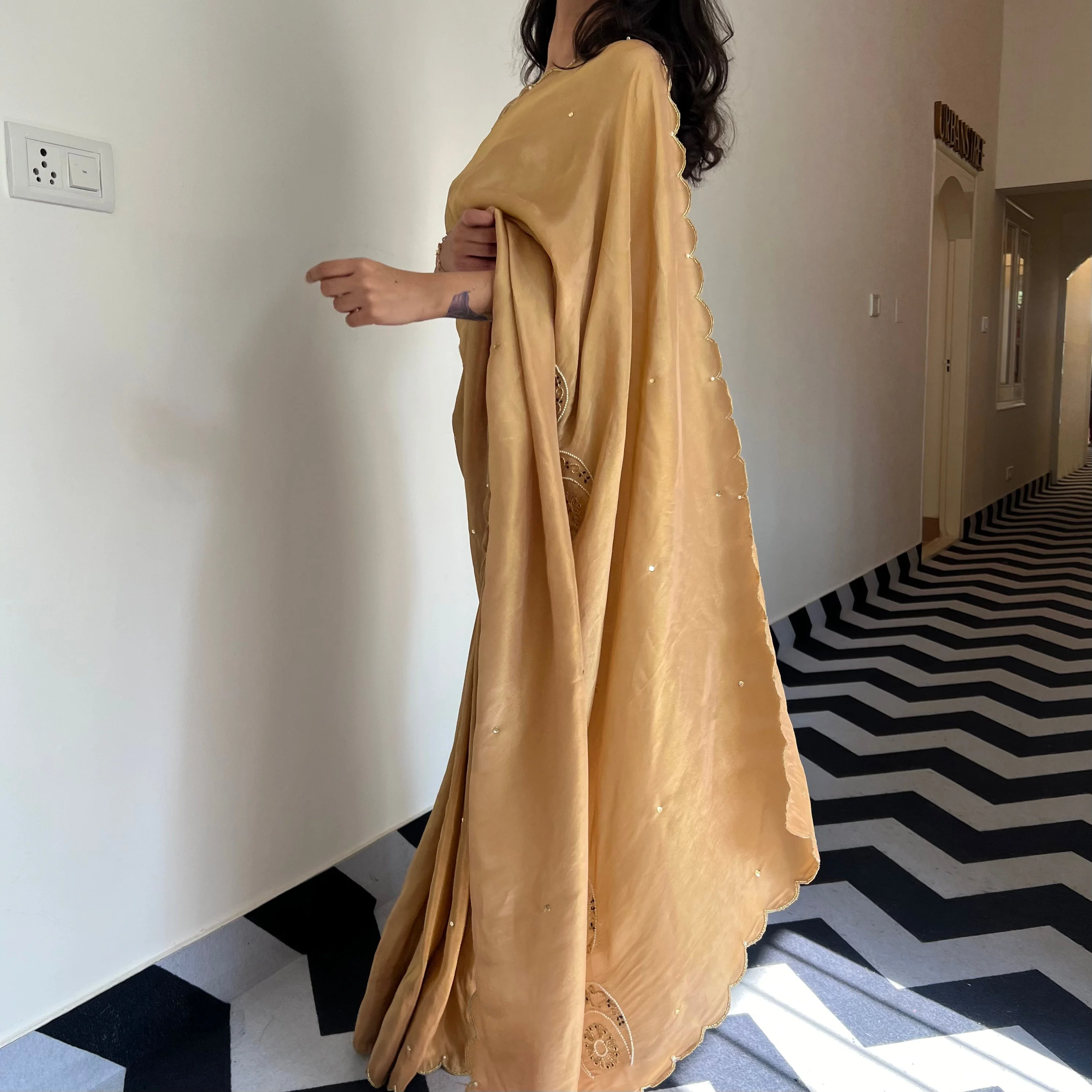 Melon Mist Tissue Saree - Woolfily