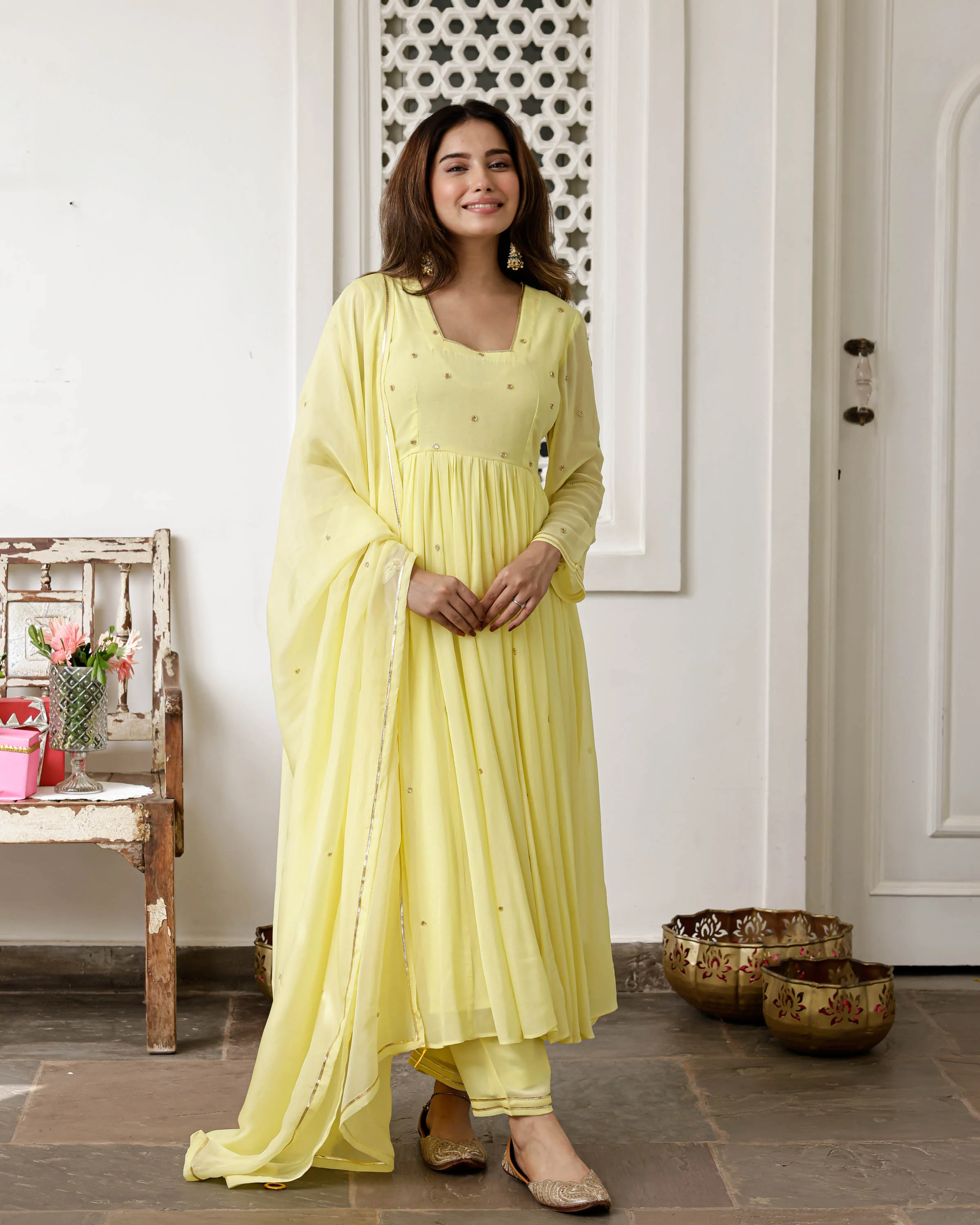Hansini Yellow Suit Set - Woolfily