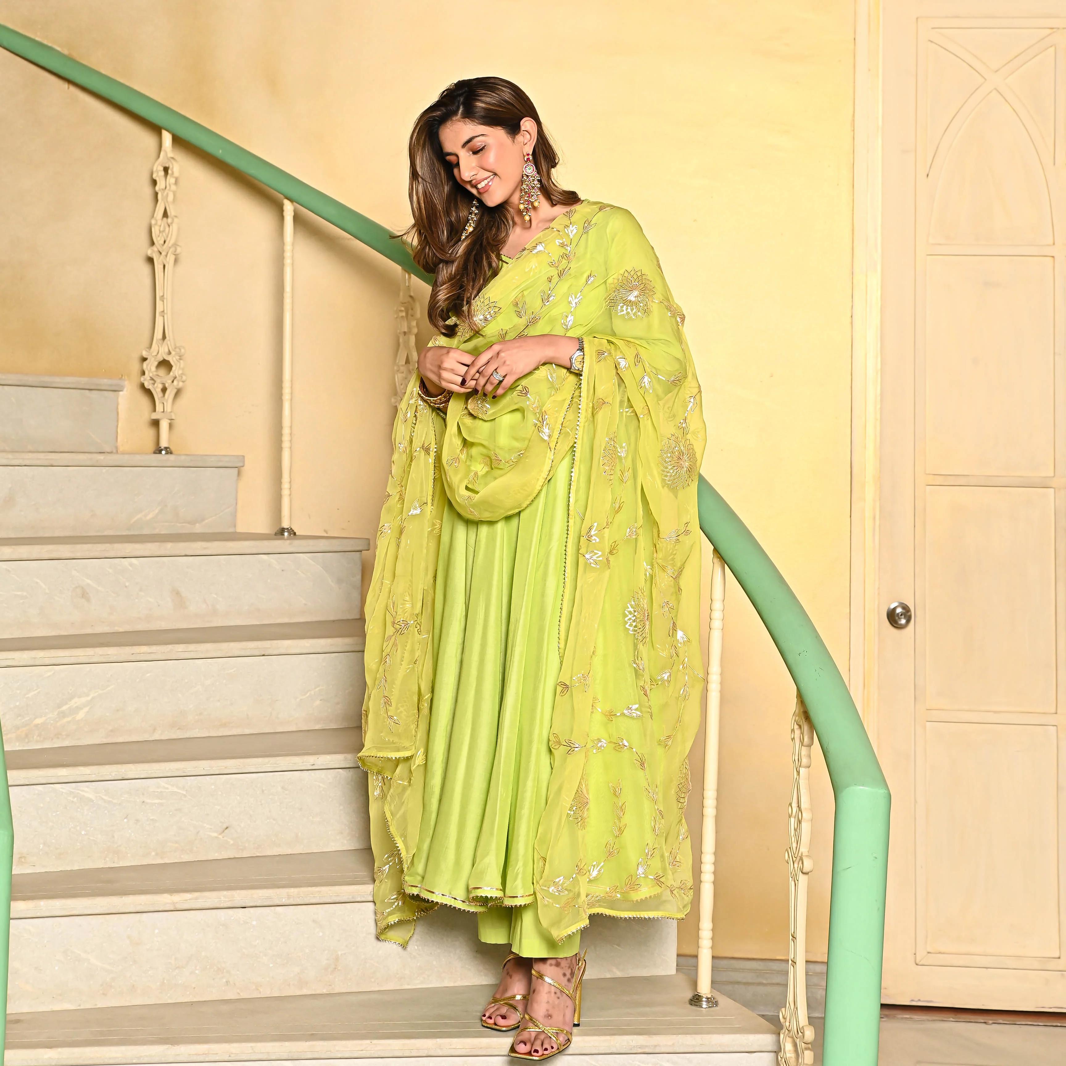 Bunaai Green Gotta Salwar Suit - Woolfily