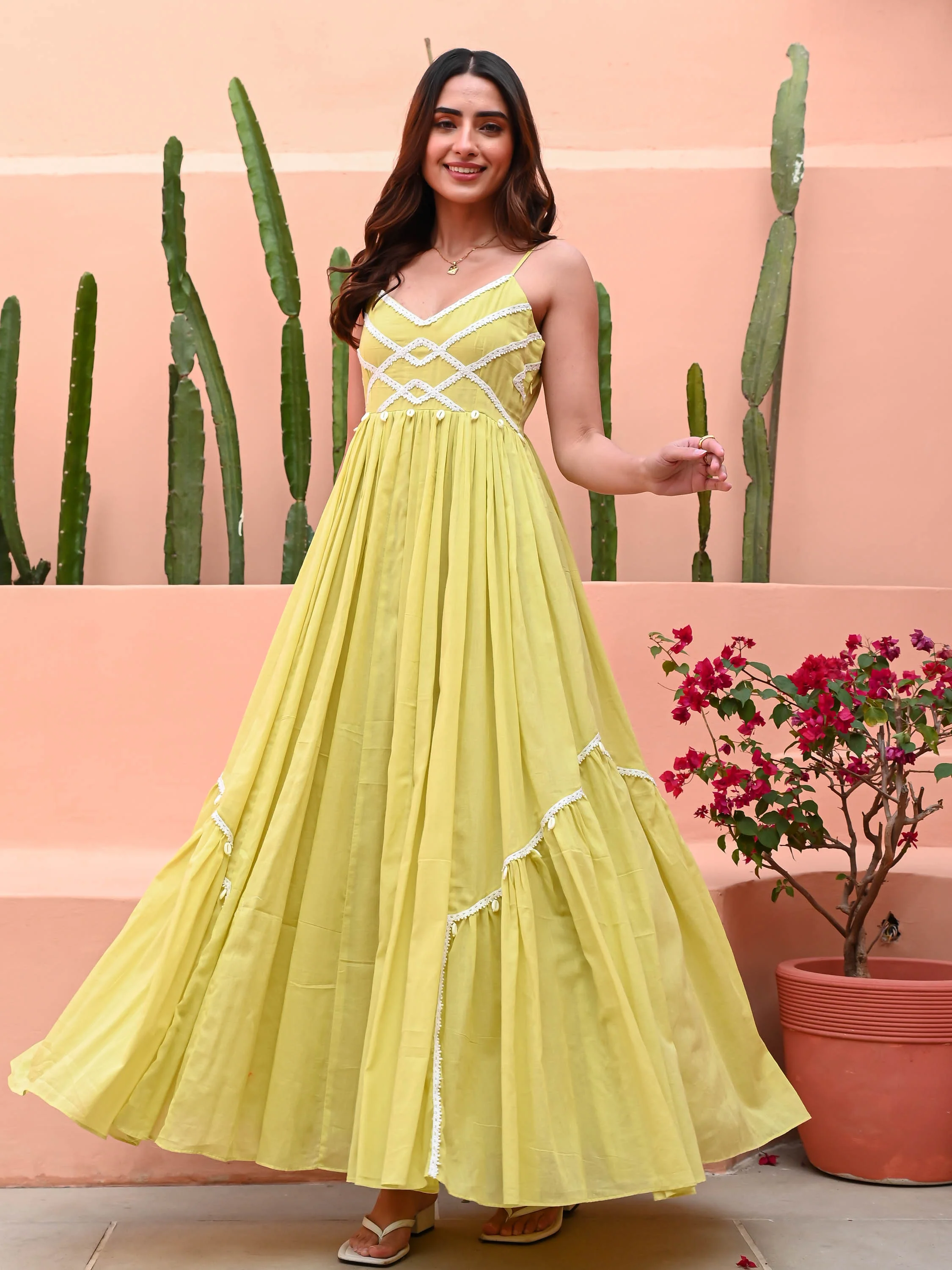 Custard Yellow Cotton Dress - Woolfily