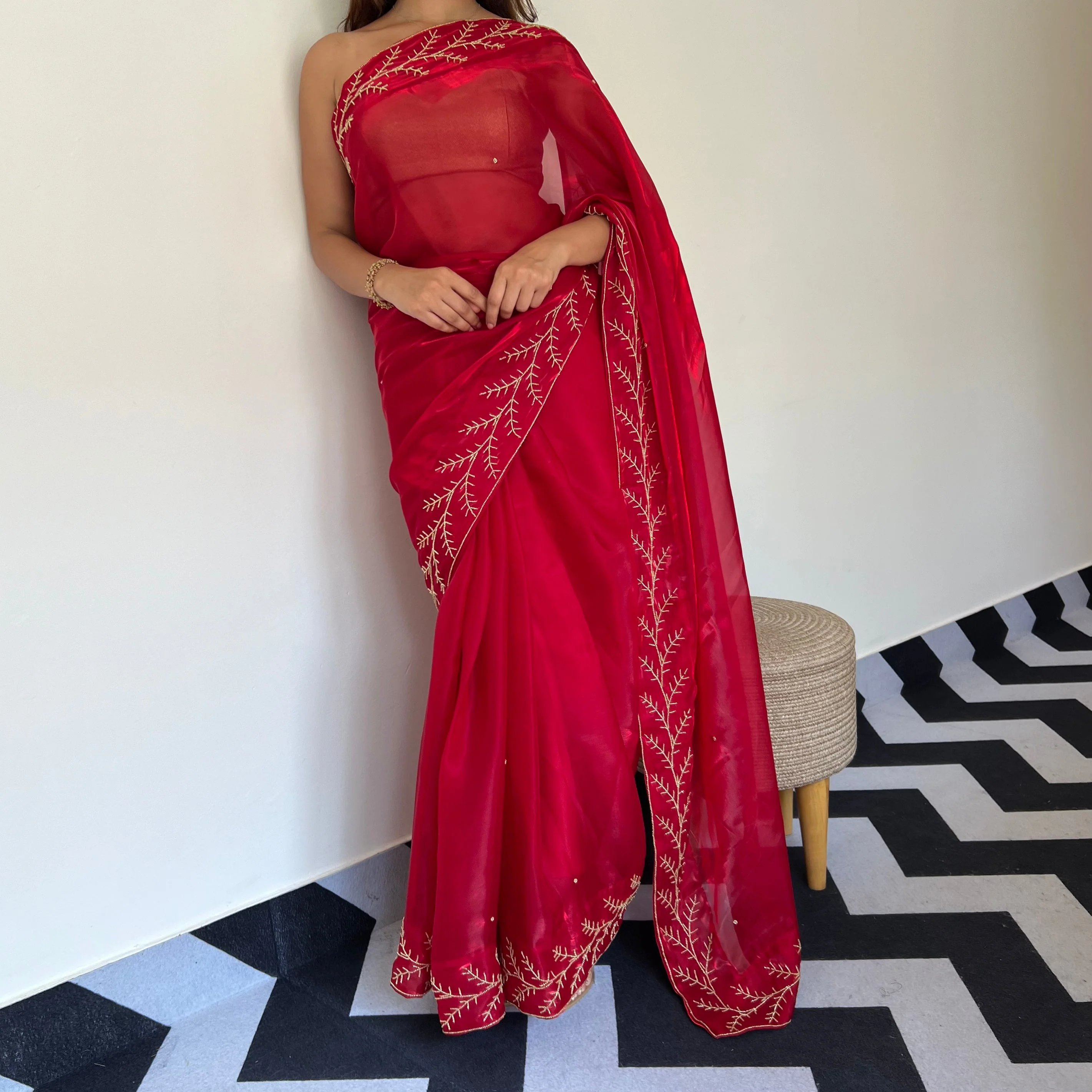 Ruby Spring Tissue Saree - Woolfily