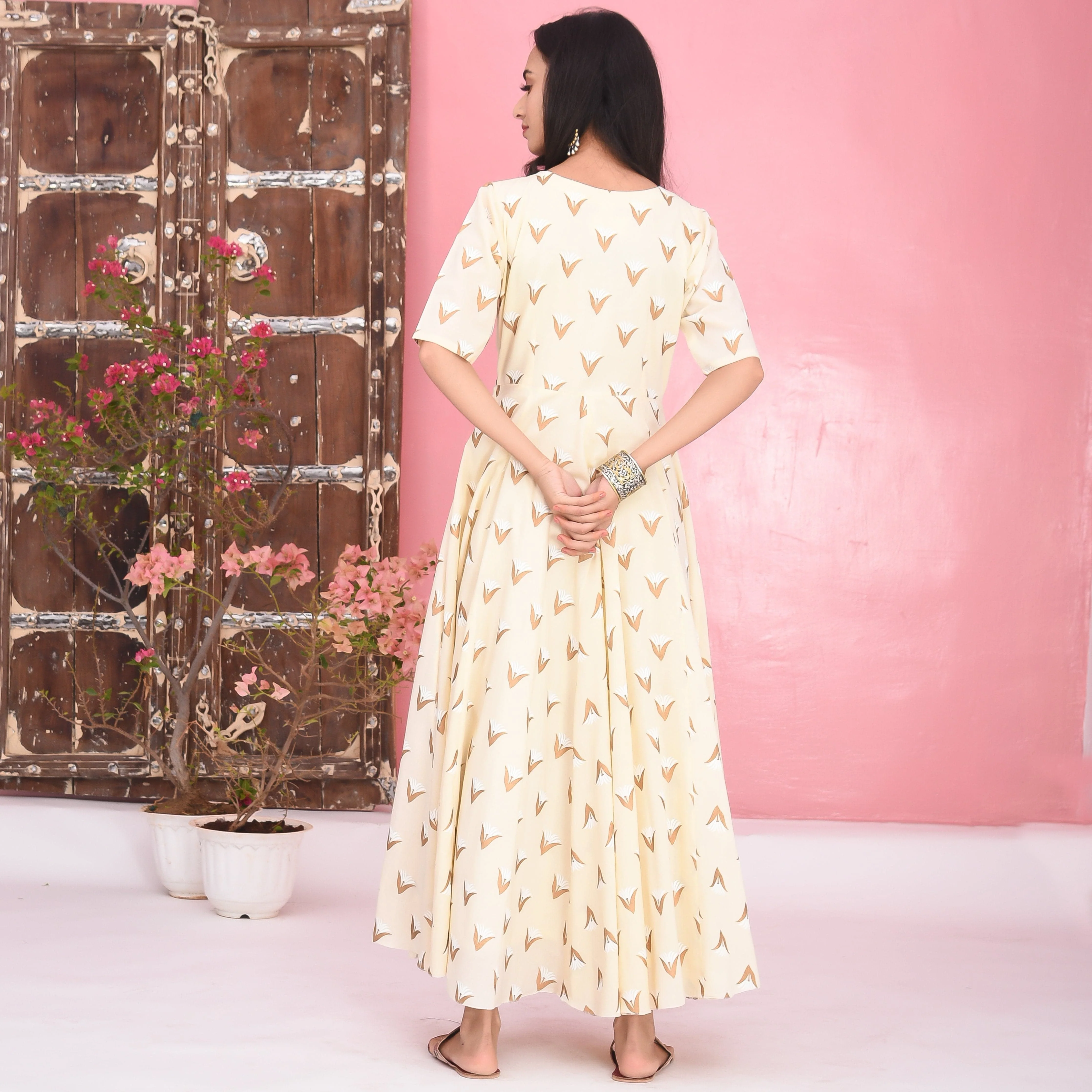 Bunaai Cream Cotton Dress - Woolfily