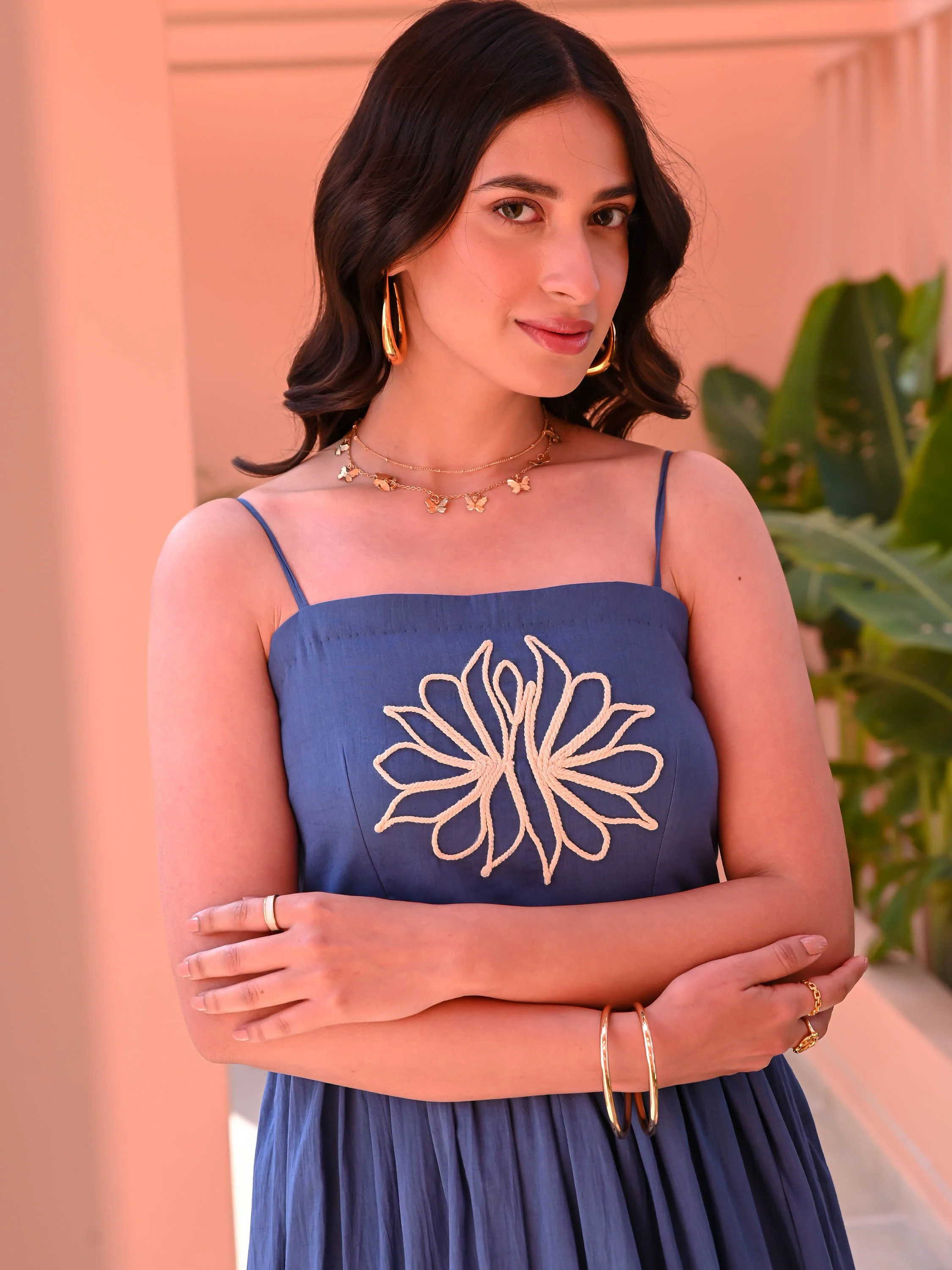 Galaxy Blue Cotton Dress - Woolfily