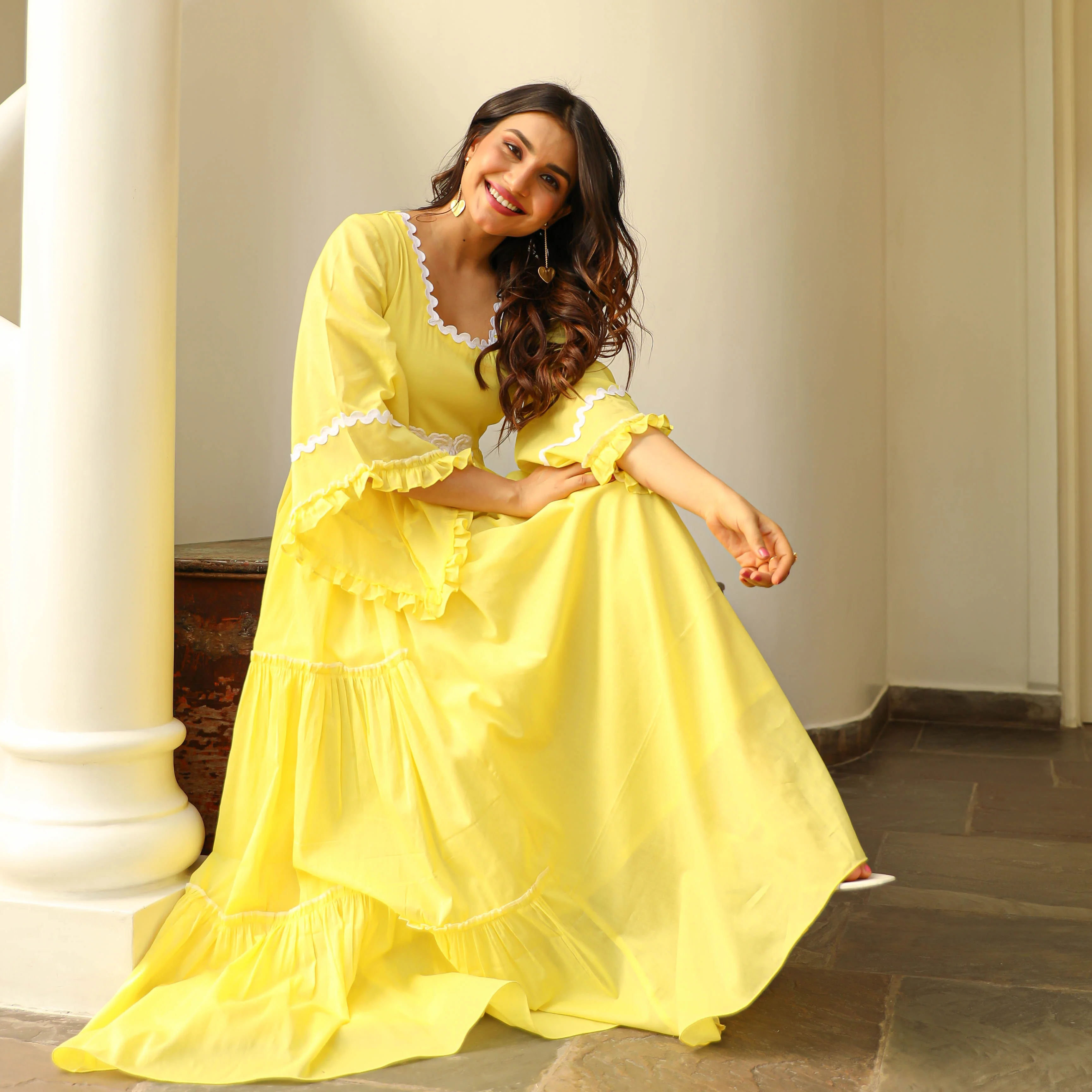 Bunaai Elfin Yellow Comfy Cotton Dress - Woolfily