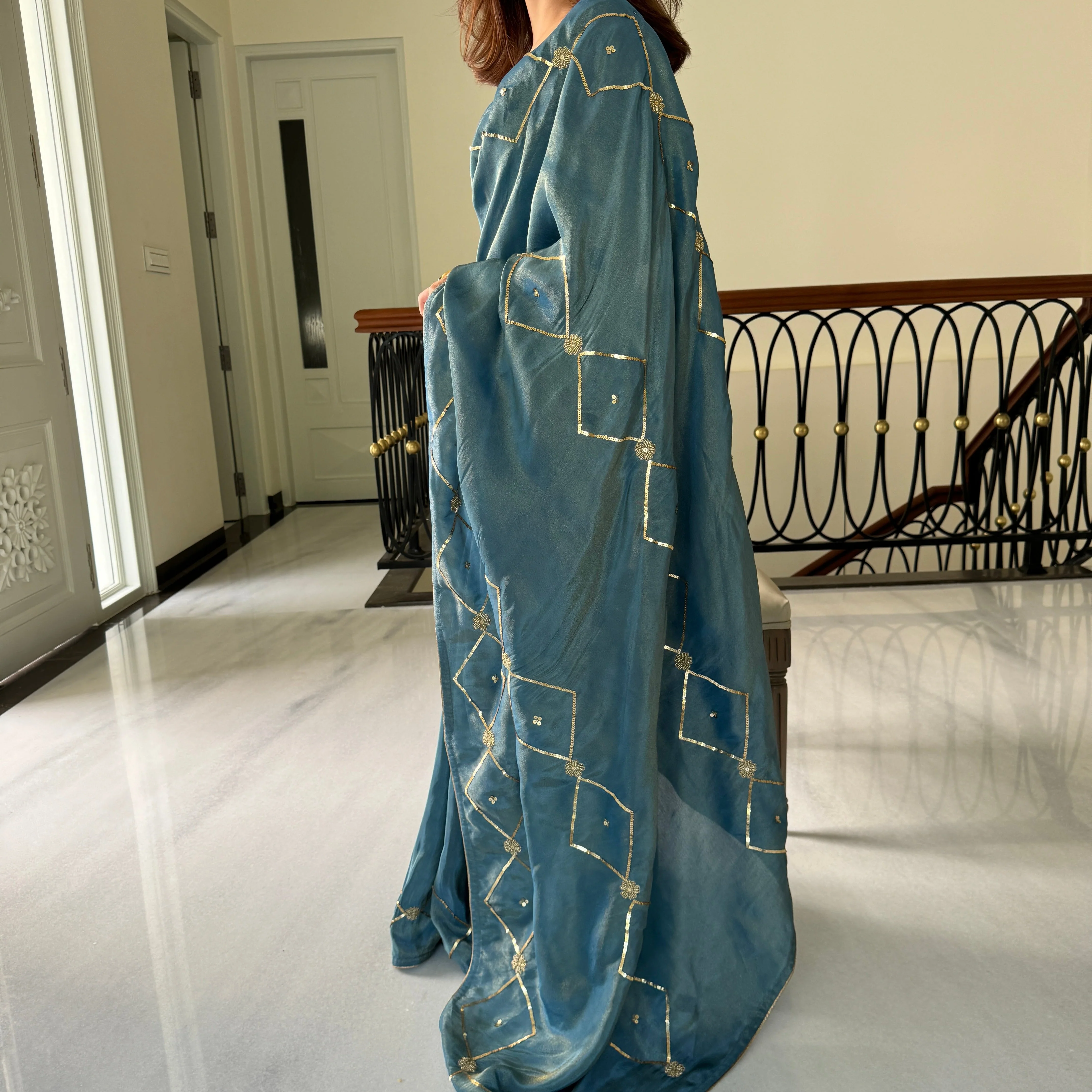 Blue Silk Saree - Woolfily