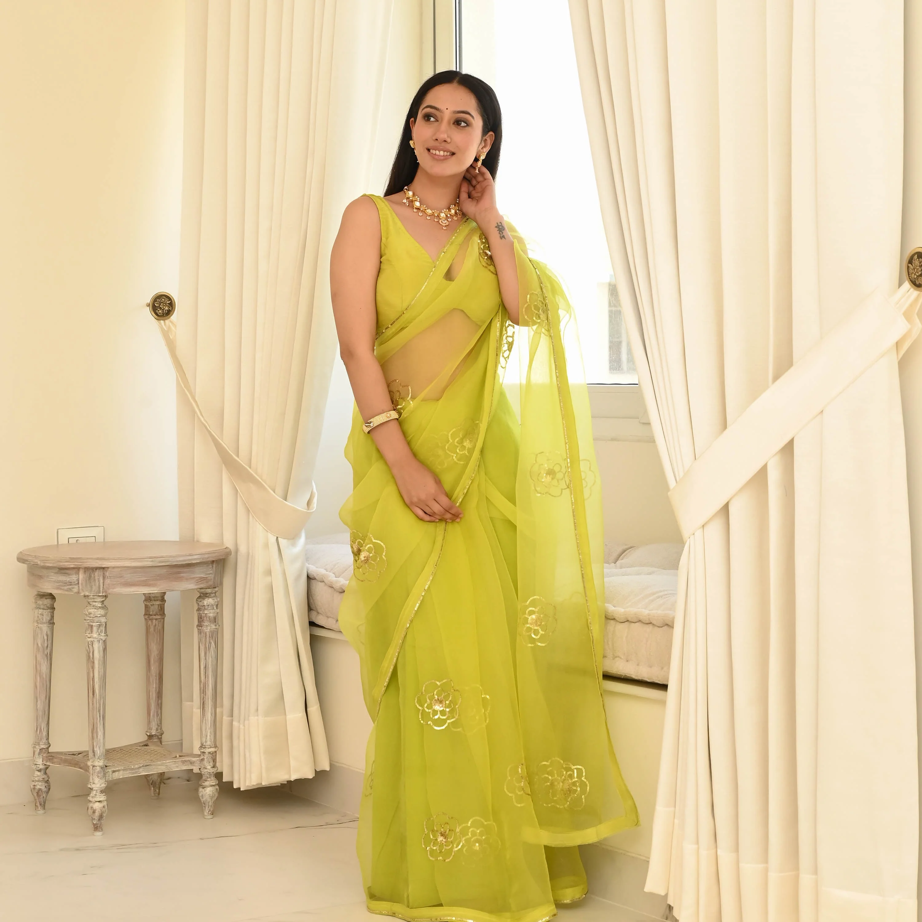 Sunny Lime Silk Organza - Woolfily