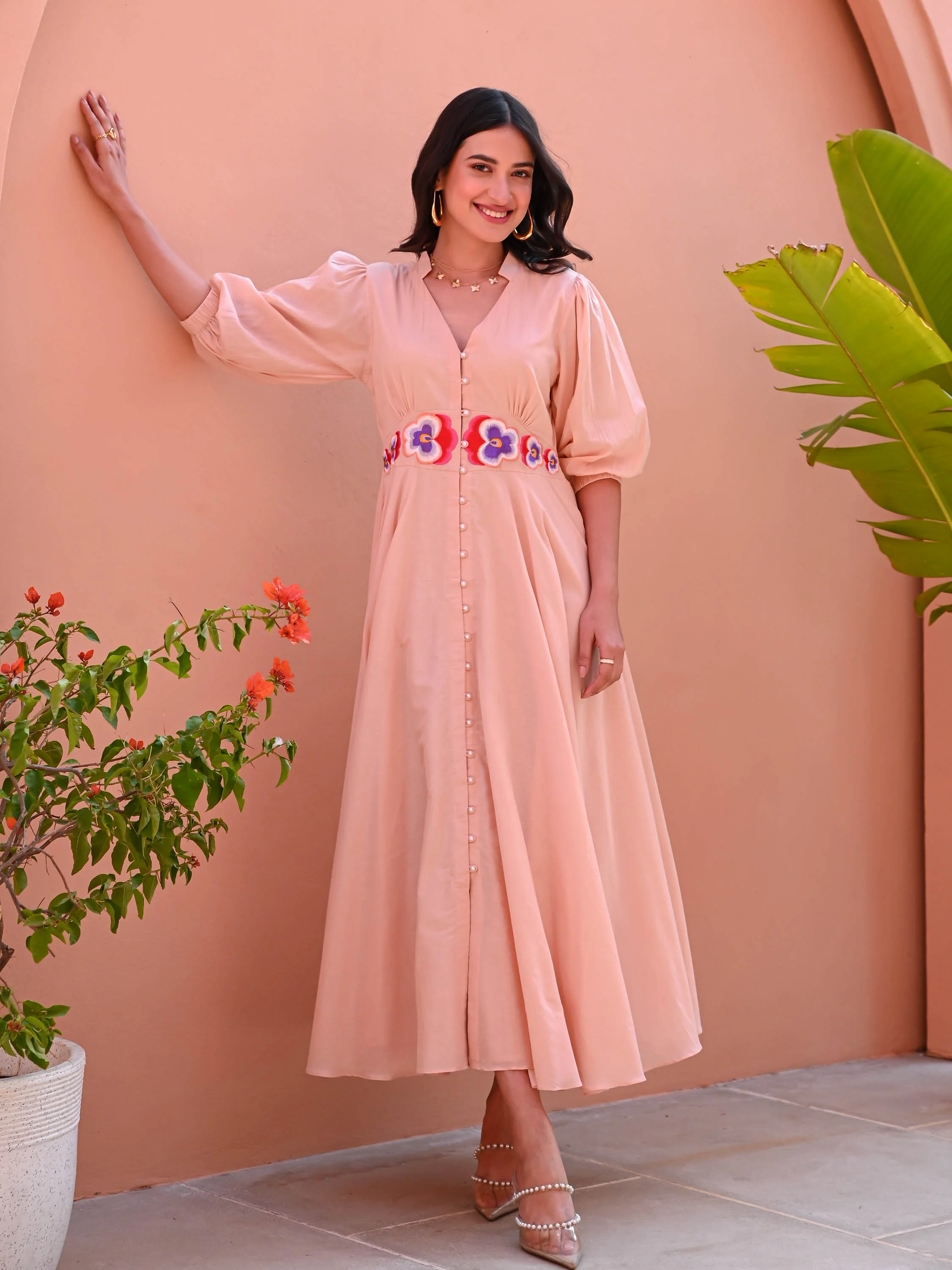 Pale Rose Cotton Dress - Woolfily