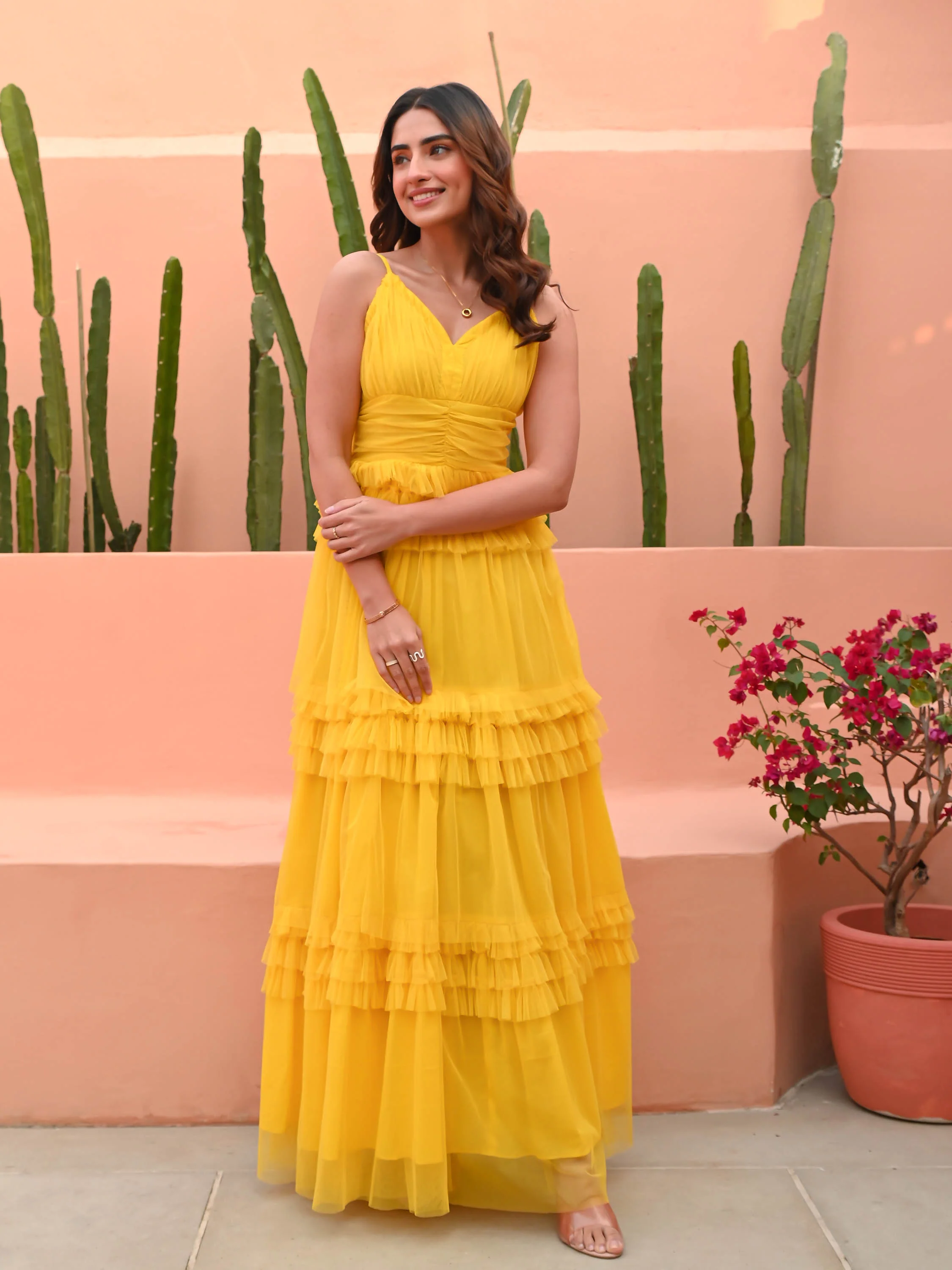 Yellow Net Dress - Woolfily