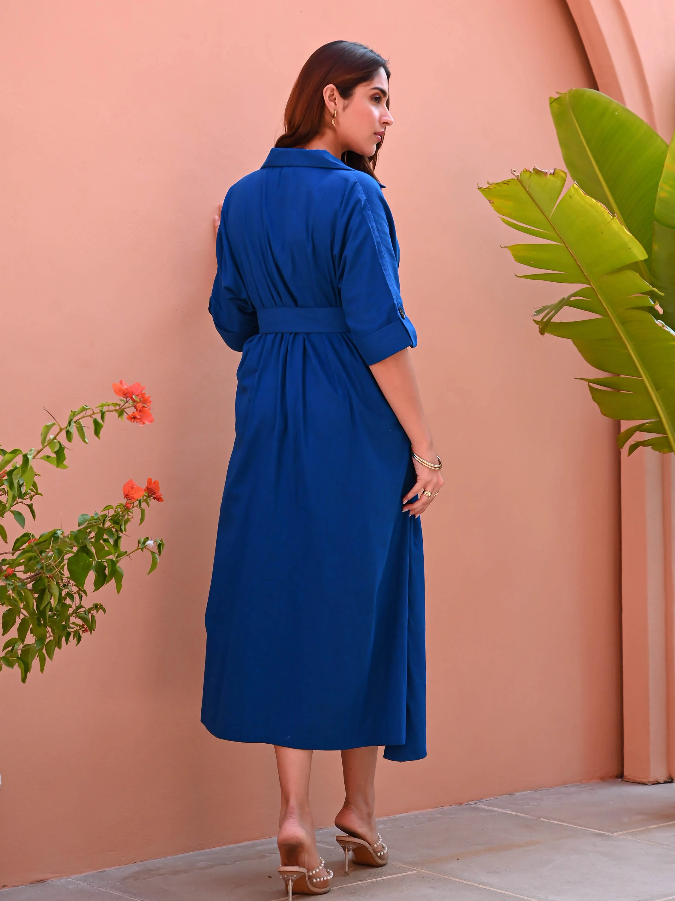 Indigo Peont Cotton Dress - Woolfily