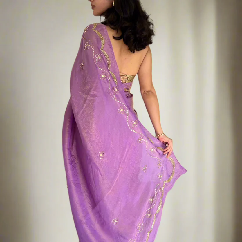 Purple Paradise Tissue Saree - Woolfily