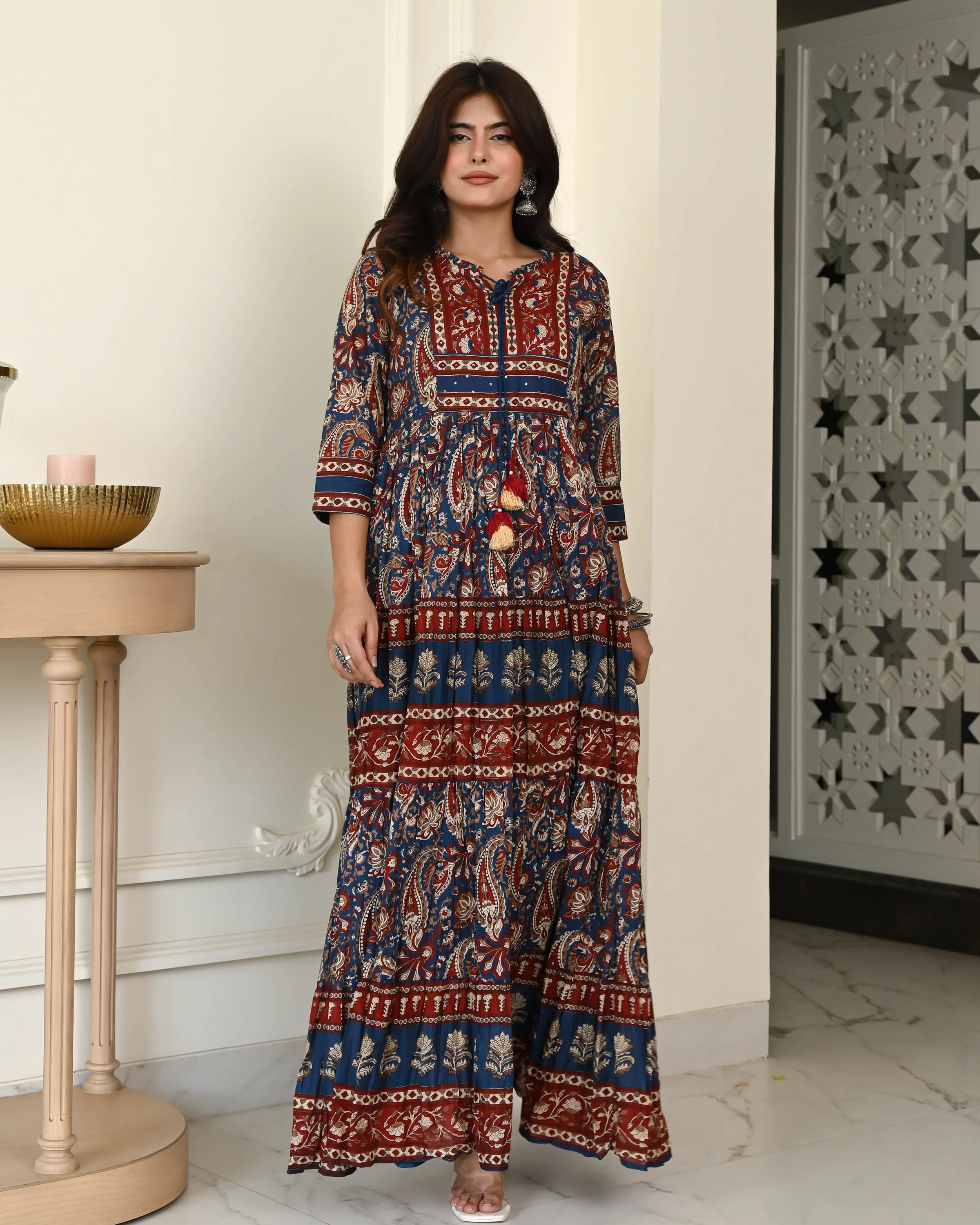 Handblock Printed Cotton Dress - Woolfily