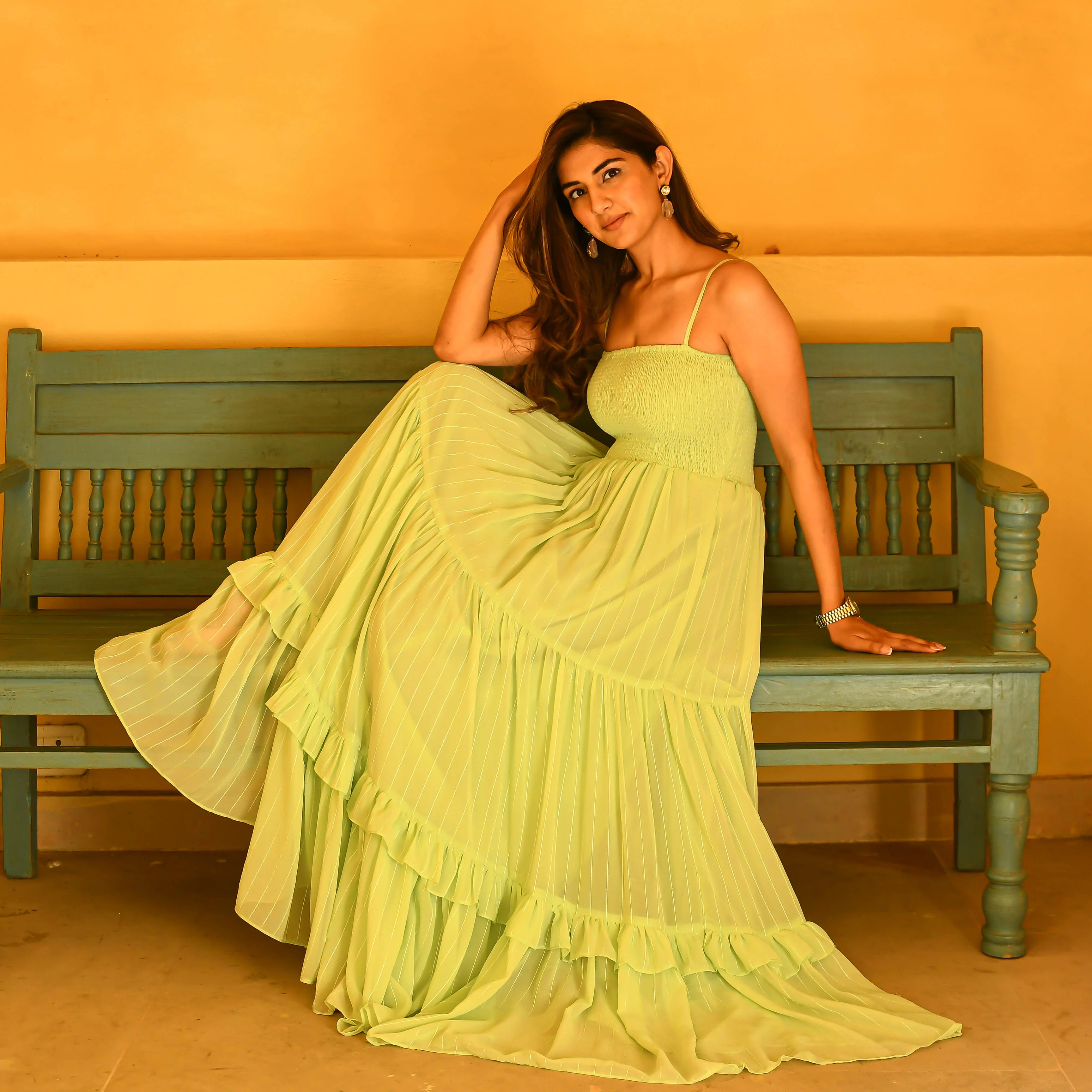 Bunaai Mint Green Sequin Maxi Dress - Woolfily