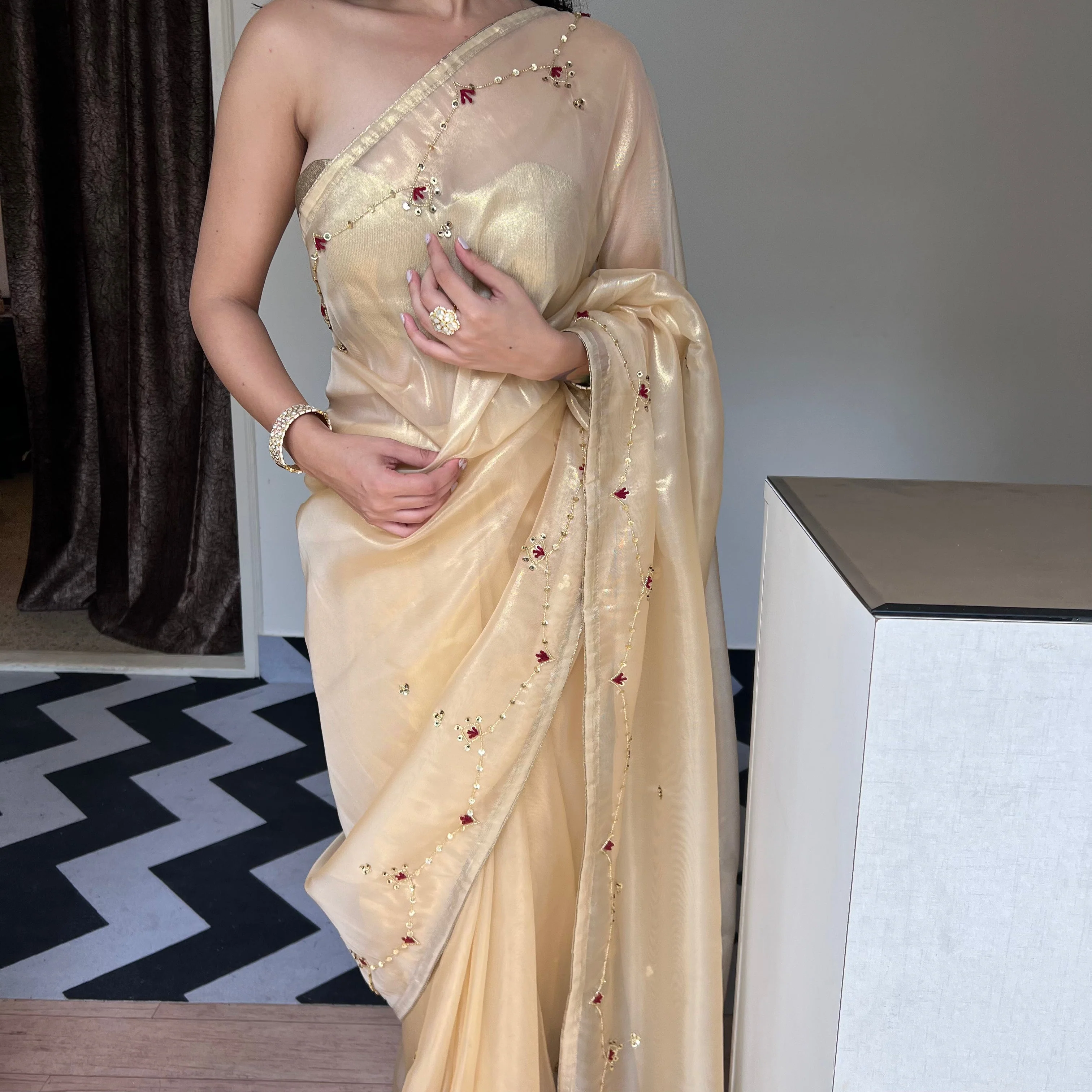 Golden Grace Saree - Woolfily
