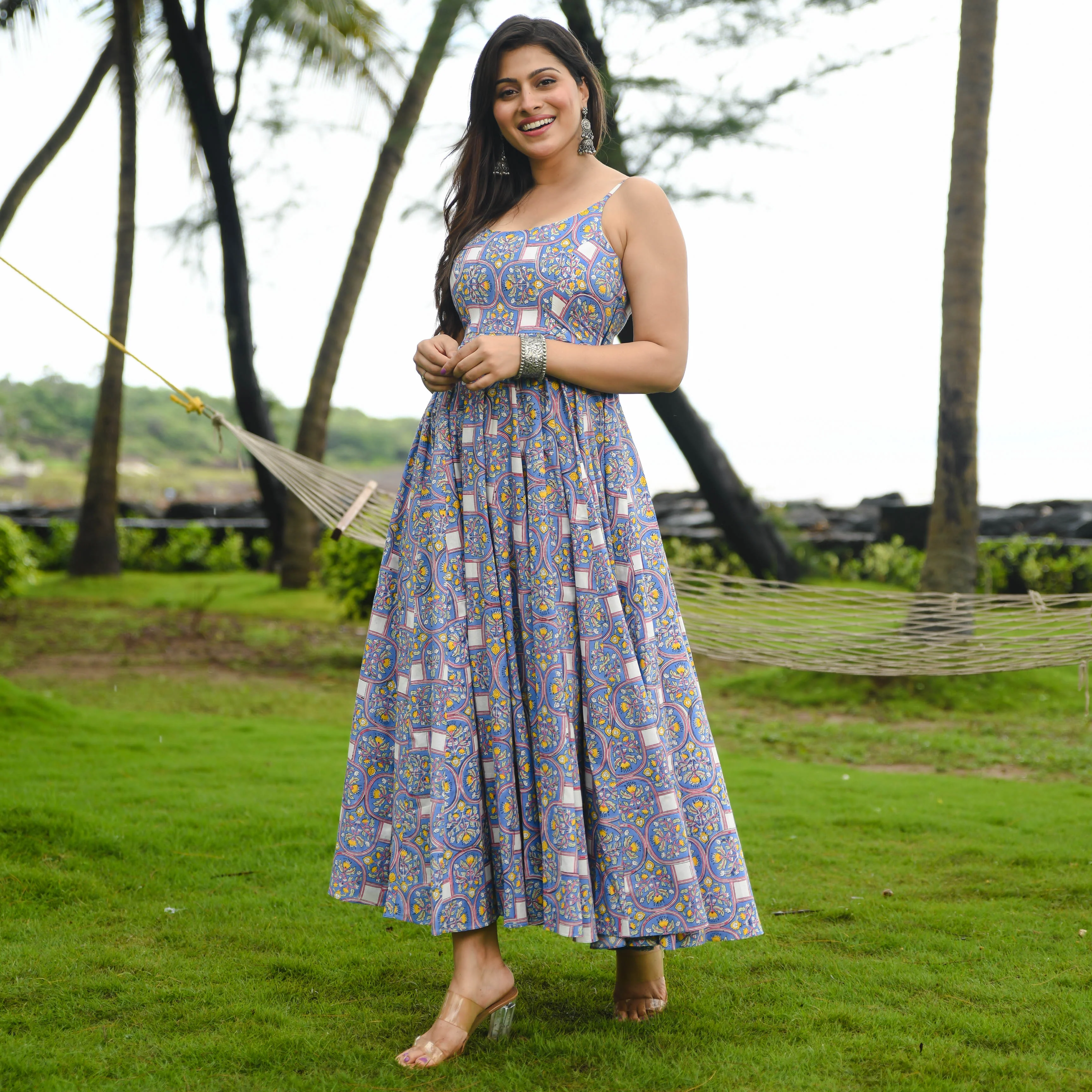 Bunaai Baleine Blue Printed Cotton Dress - Woolfily