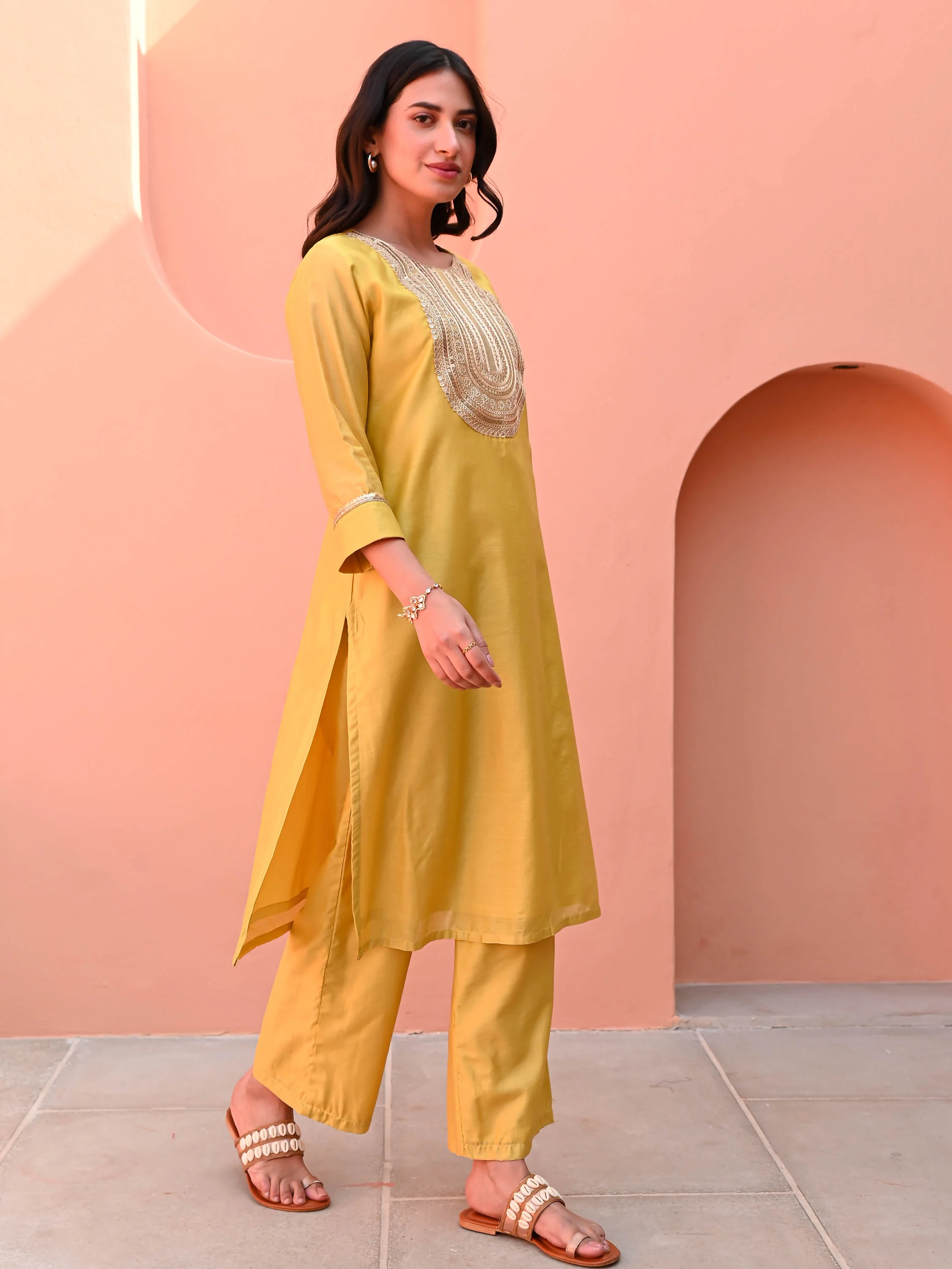 Golden Haze Kurta Set - Woolfily