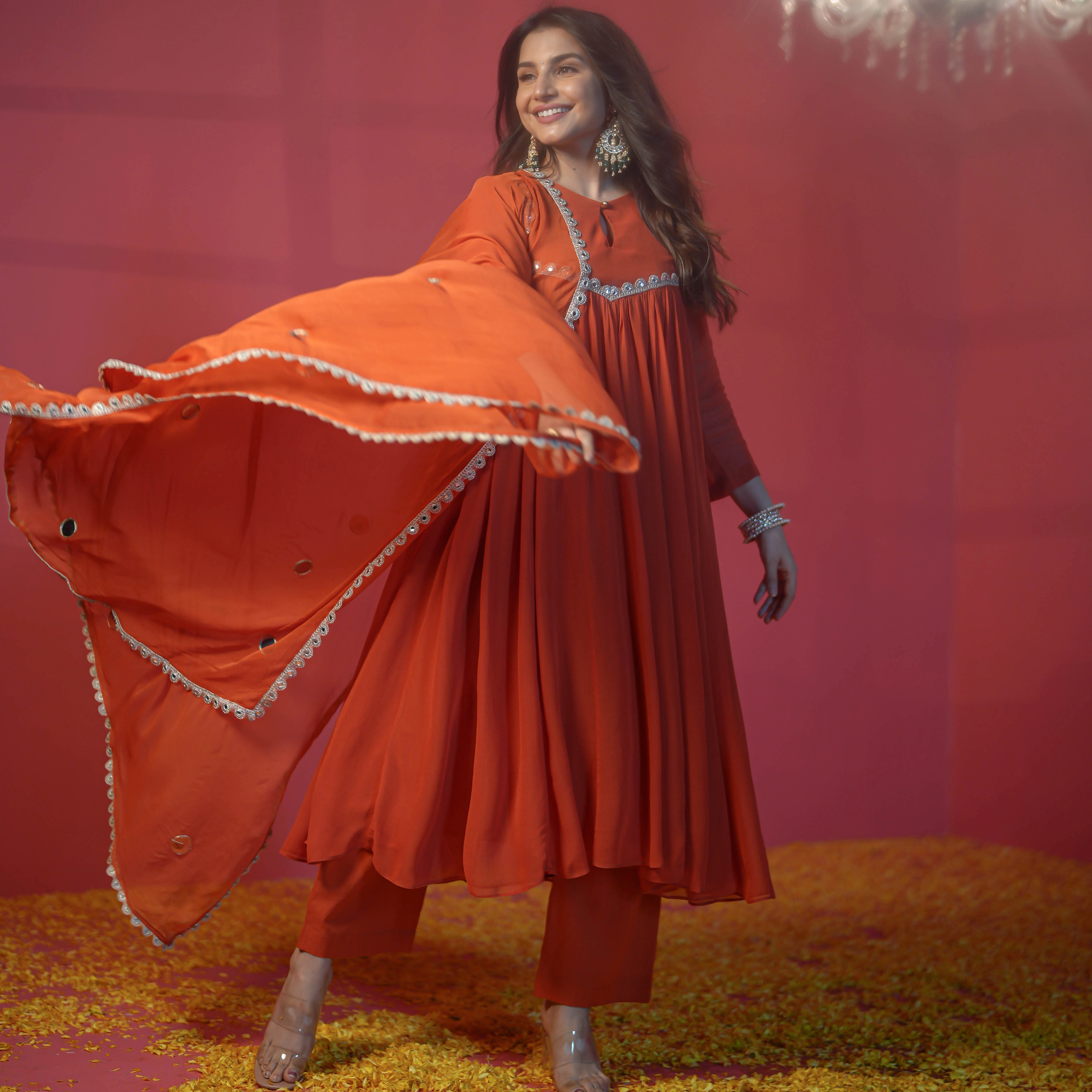 Bunaai Terracotta Orange Suit Set - Woolfily