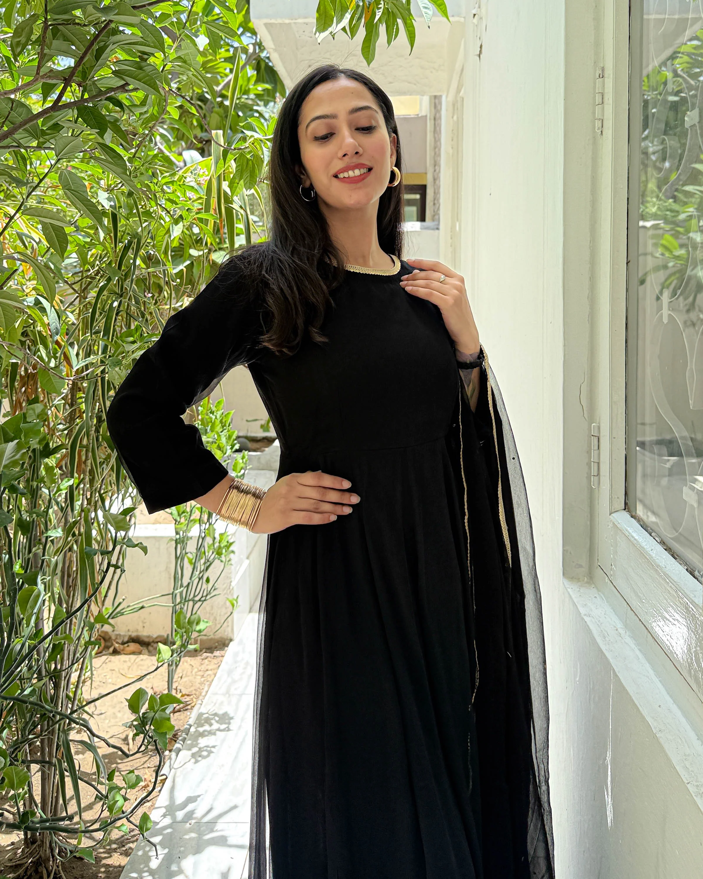 Black Chiffon Sequin Suit Set - Woolfily