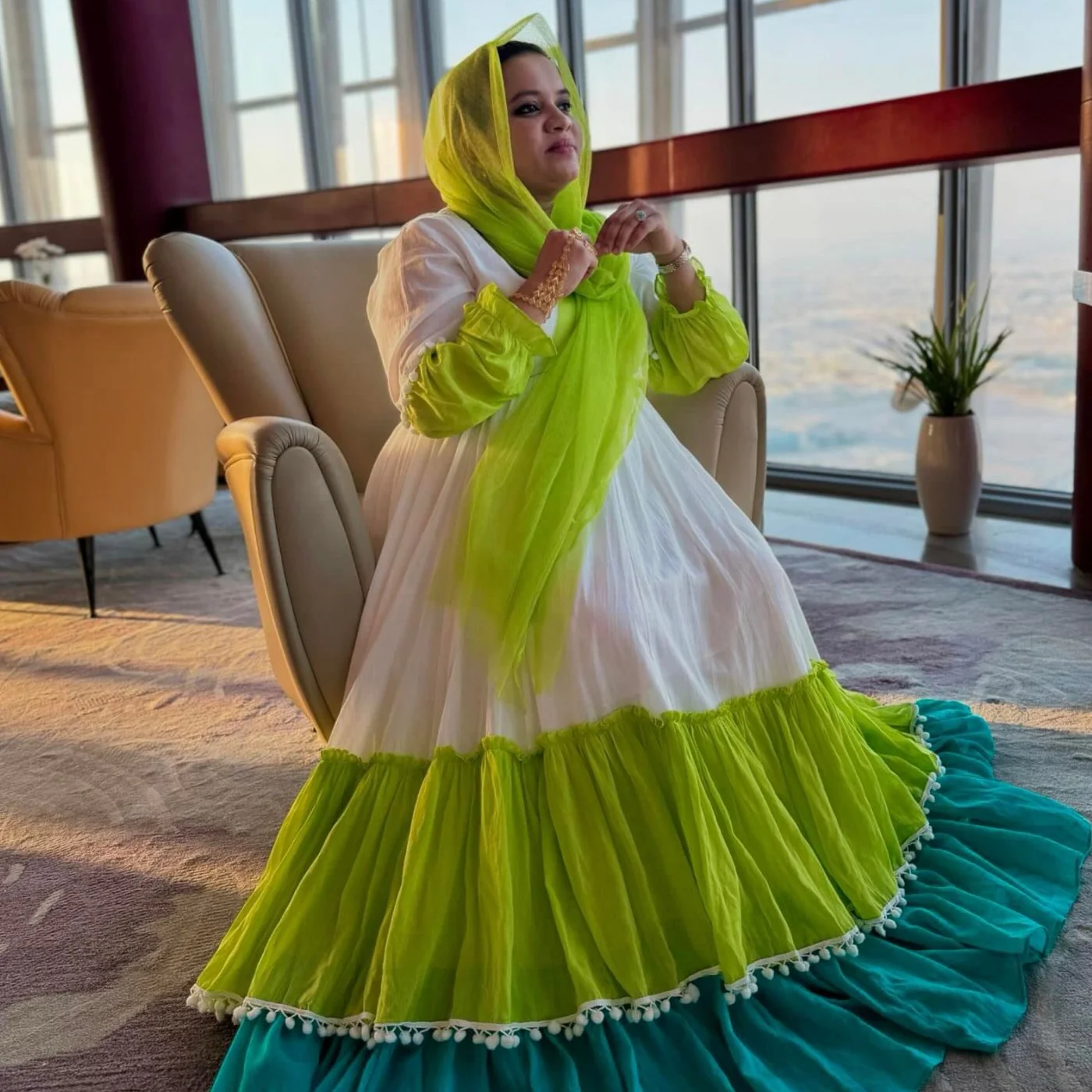 Bunaai MINT KIWI COTTON TIER DRESS - Woolfily