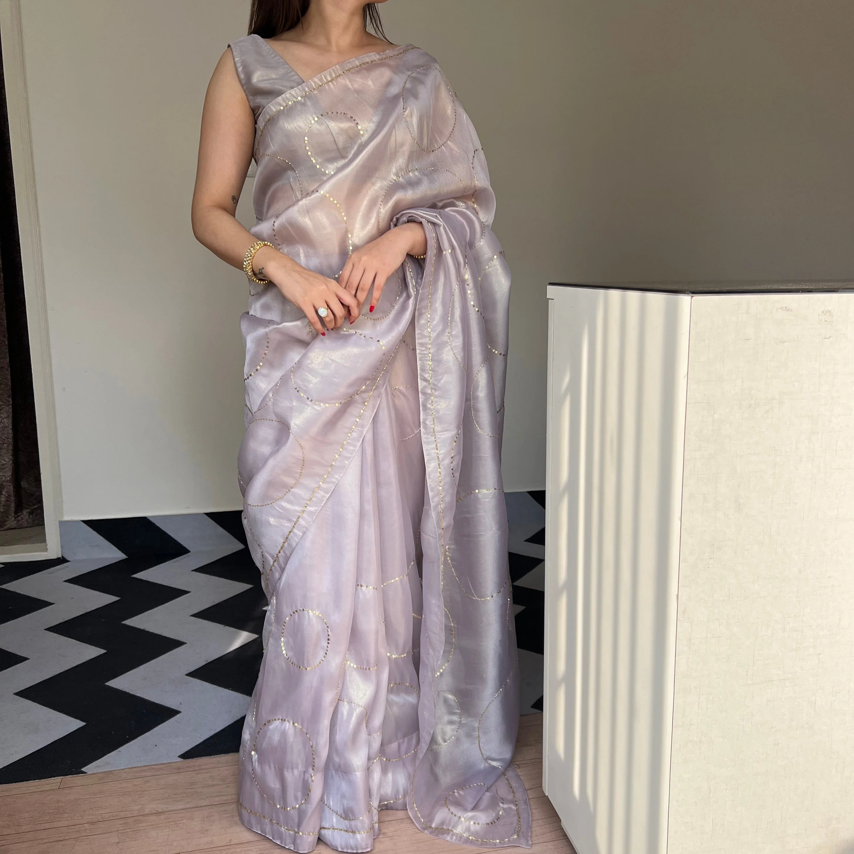 Mystic Grey Saree - Woolfily