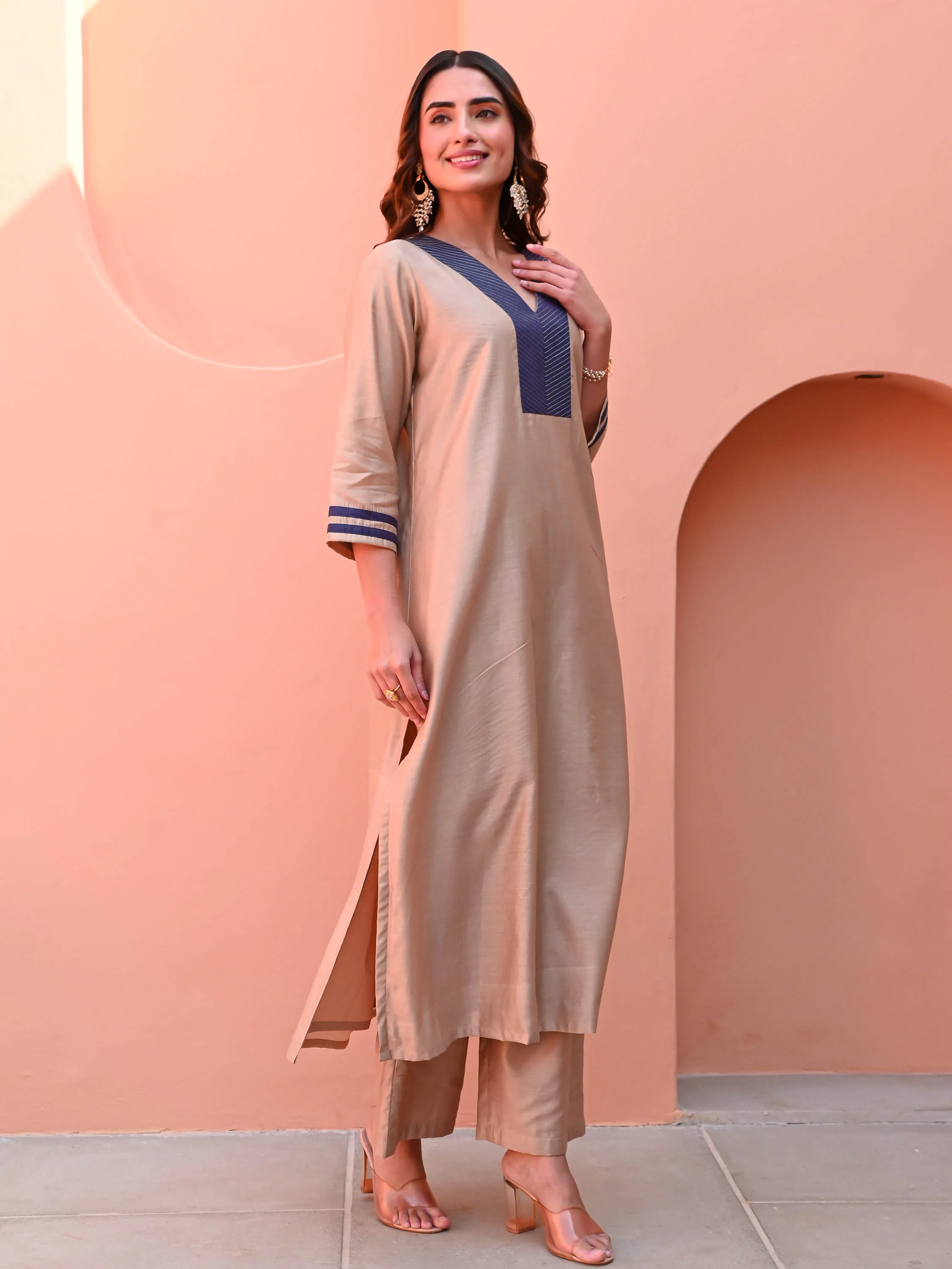 Smokegrey Silk Kurta Set - Woolfily