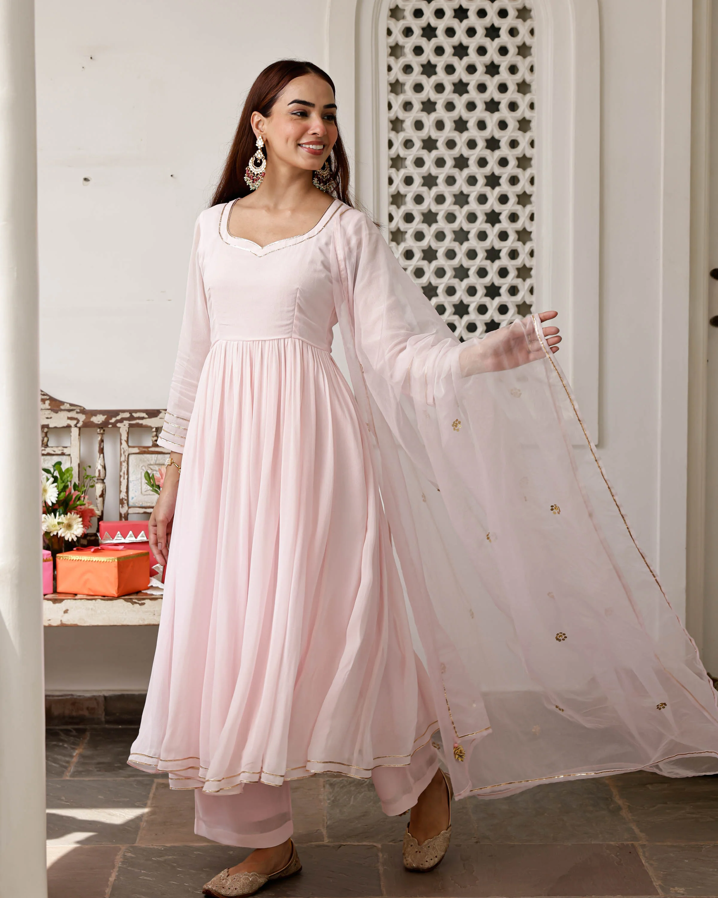 Mogra Pink Suit Set - Woolfily