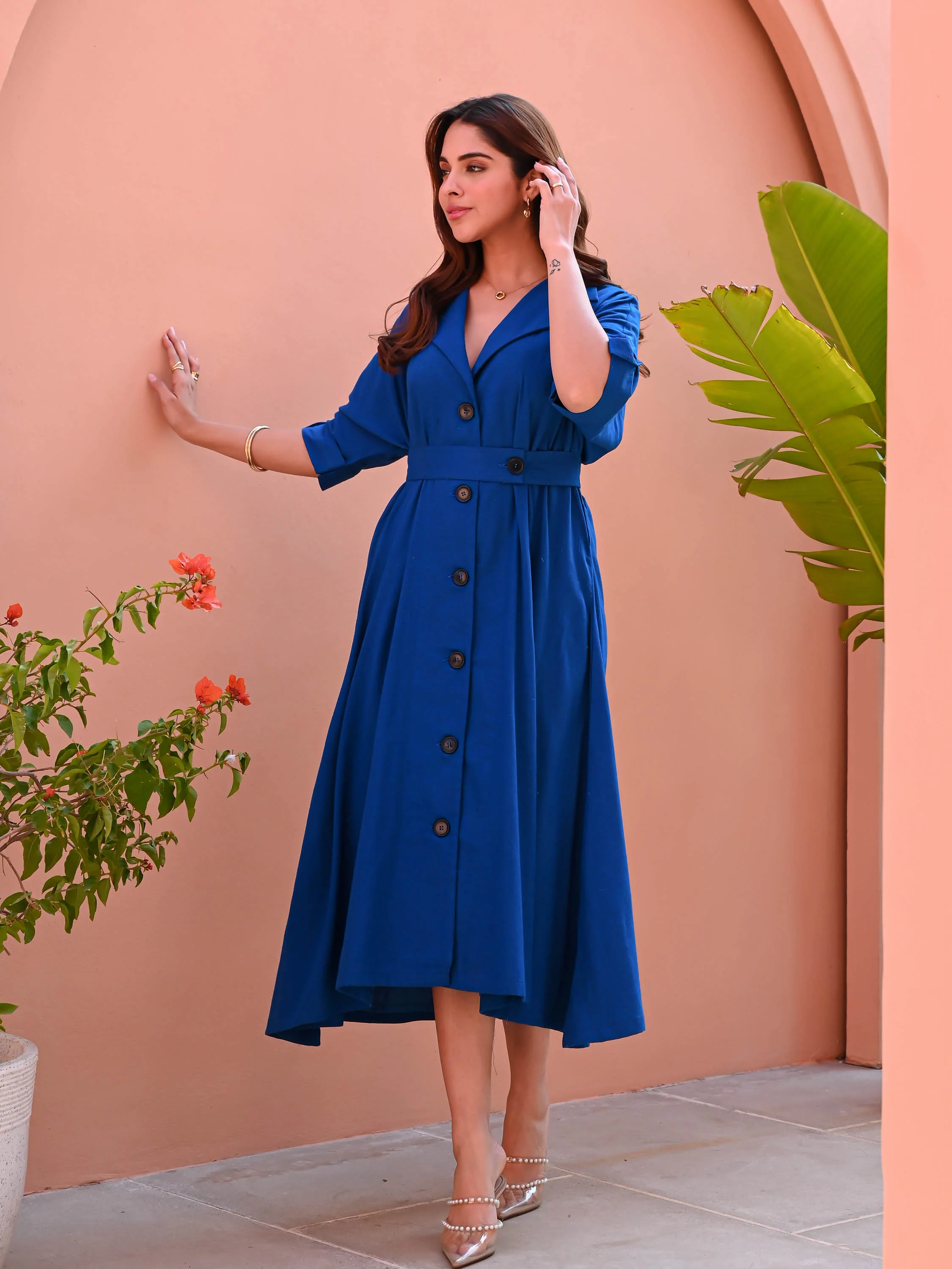 Indigo Peont Cotton Dress - Woolfily