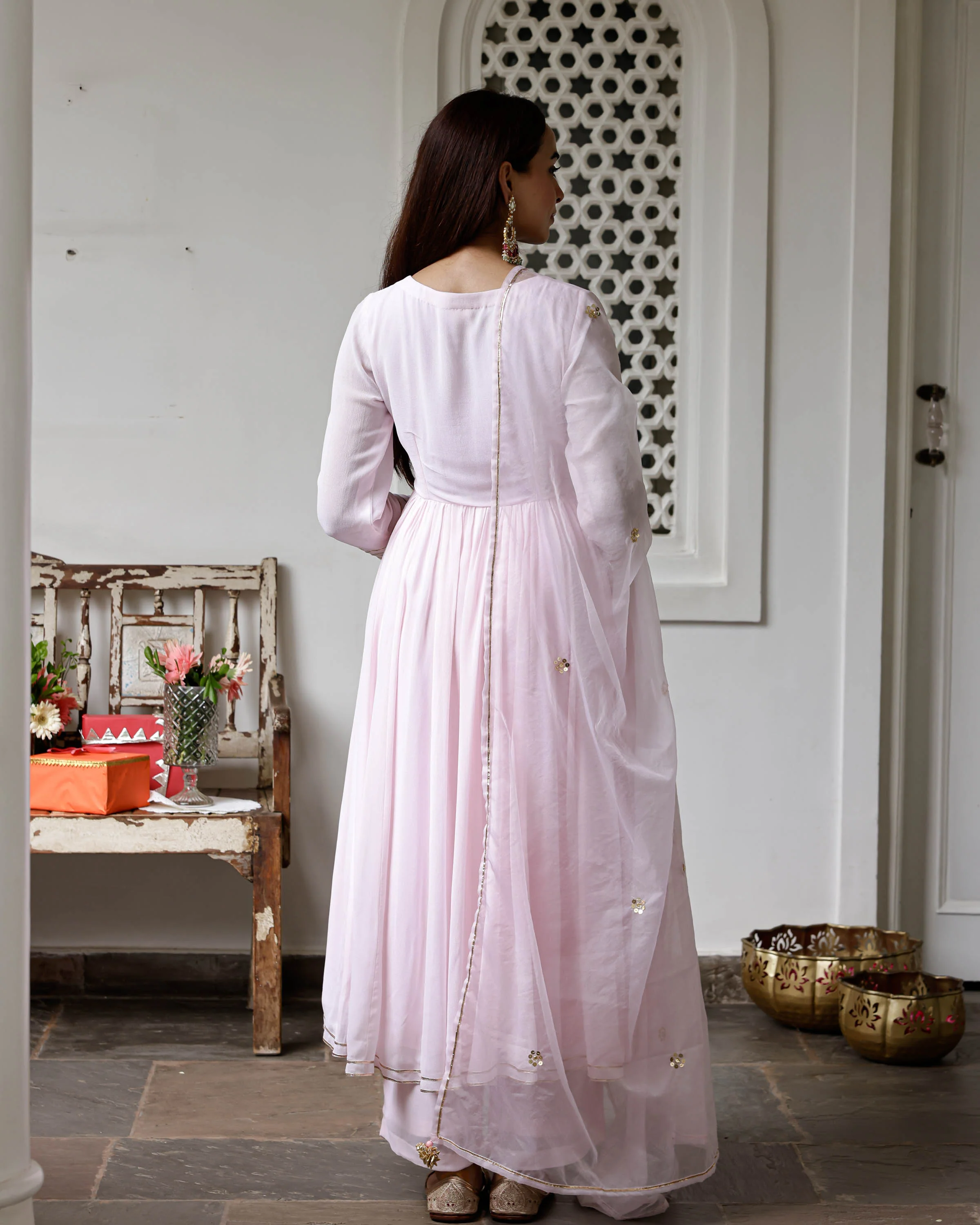 Mogra Pink Suit Set - Woolfily